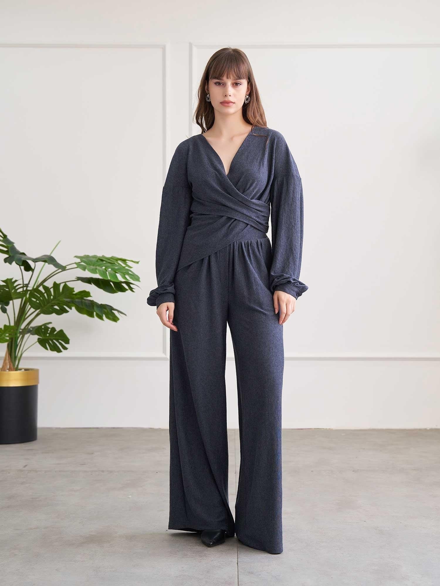 Asymmetric Drape Detail Vintage Lounge Set - Lefon - by Peralane