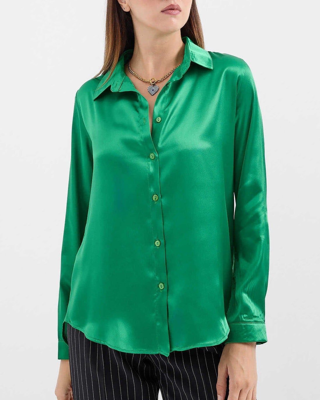 Lightweight Satin Blouse - Green - Bigdart - by Peralane - photo 4