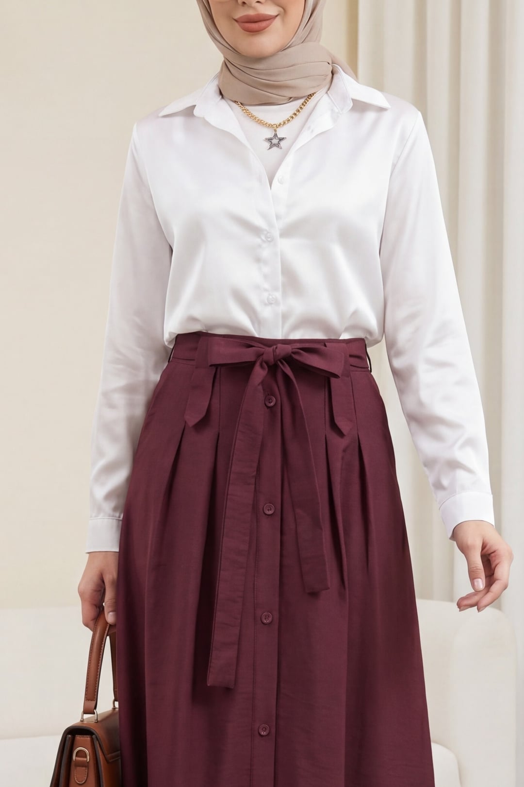 Lightweight Flowing Satin Shirt - White - Bigdart - by Peralane - photo 2