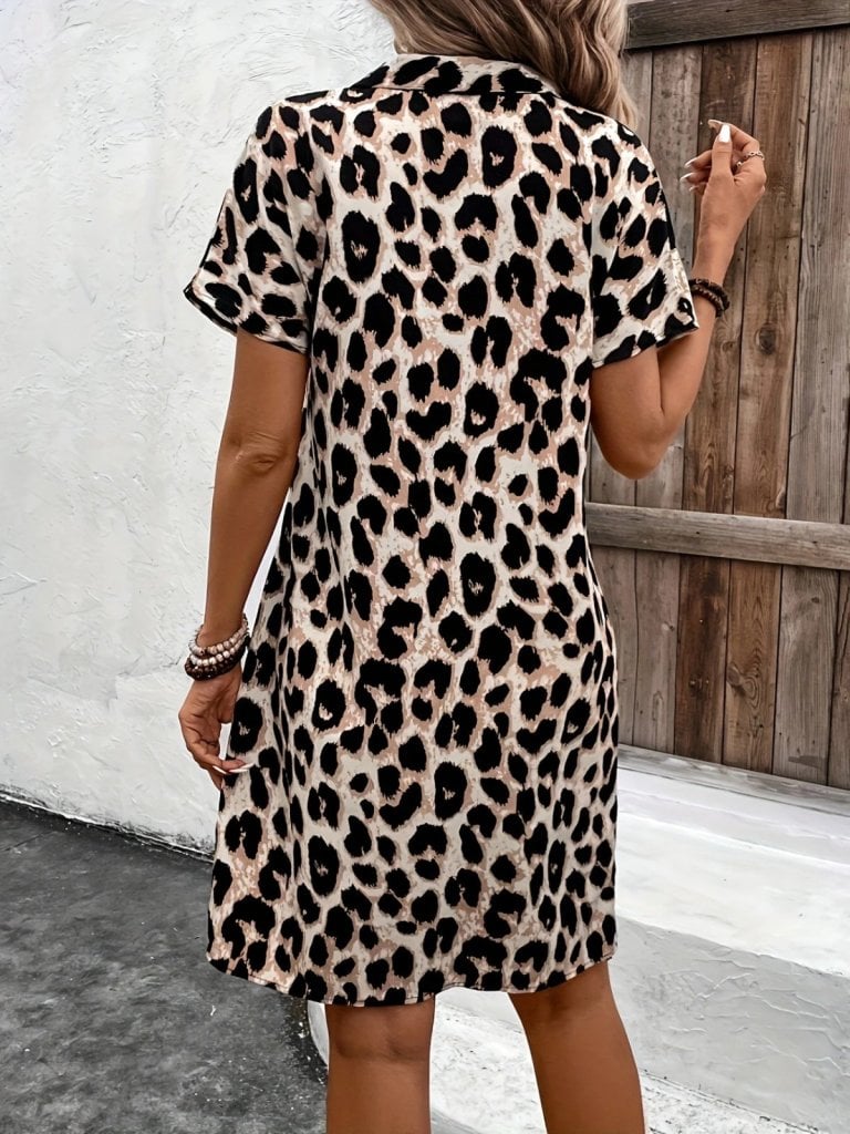 Women's Short-Sleeve Collared Leopard Print Suprem Dress - Janes - by Peralane - photo 3