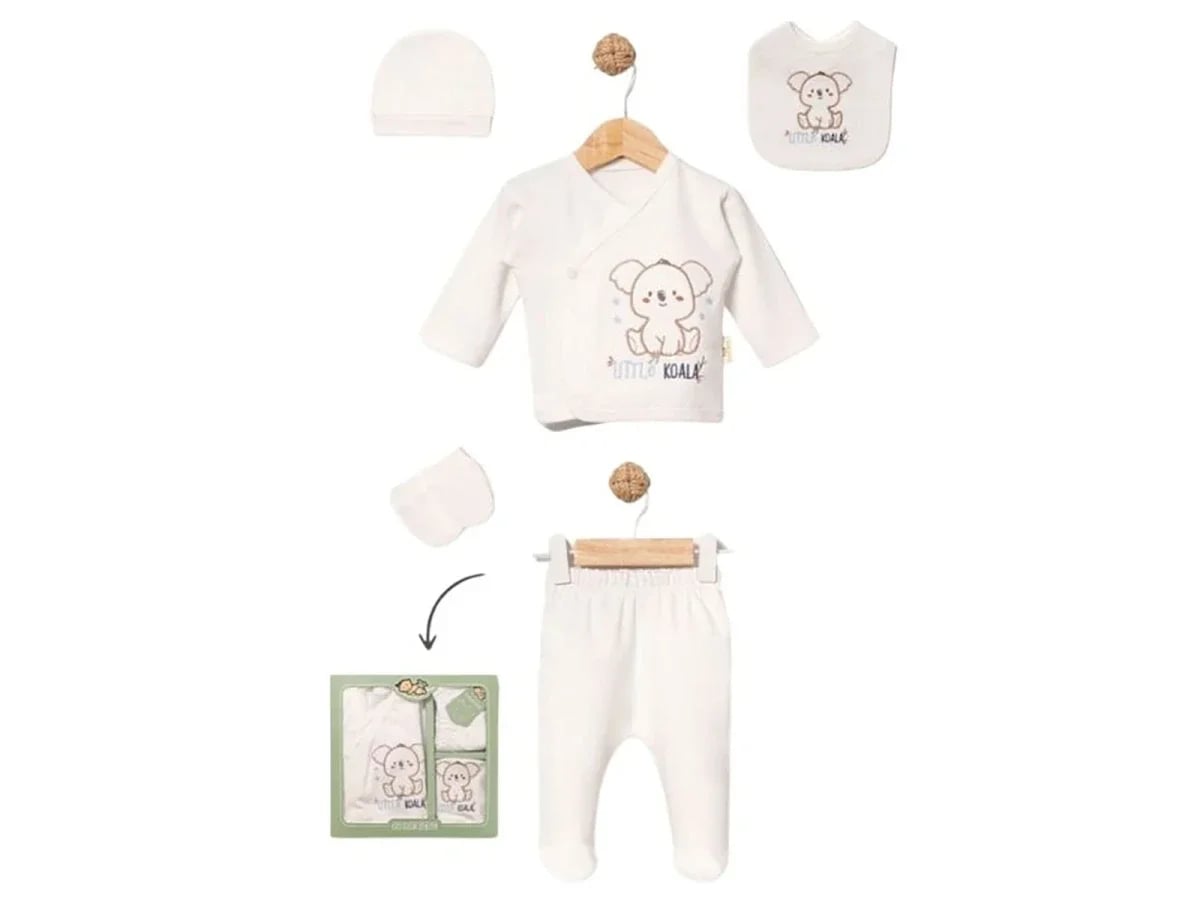 Koala Print 5-Piece Hospital Exit Baby Boy Bodysuit Set - Blue - Baby Zuhu - by Peralane