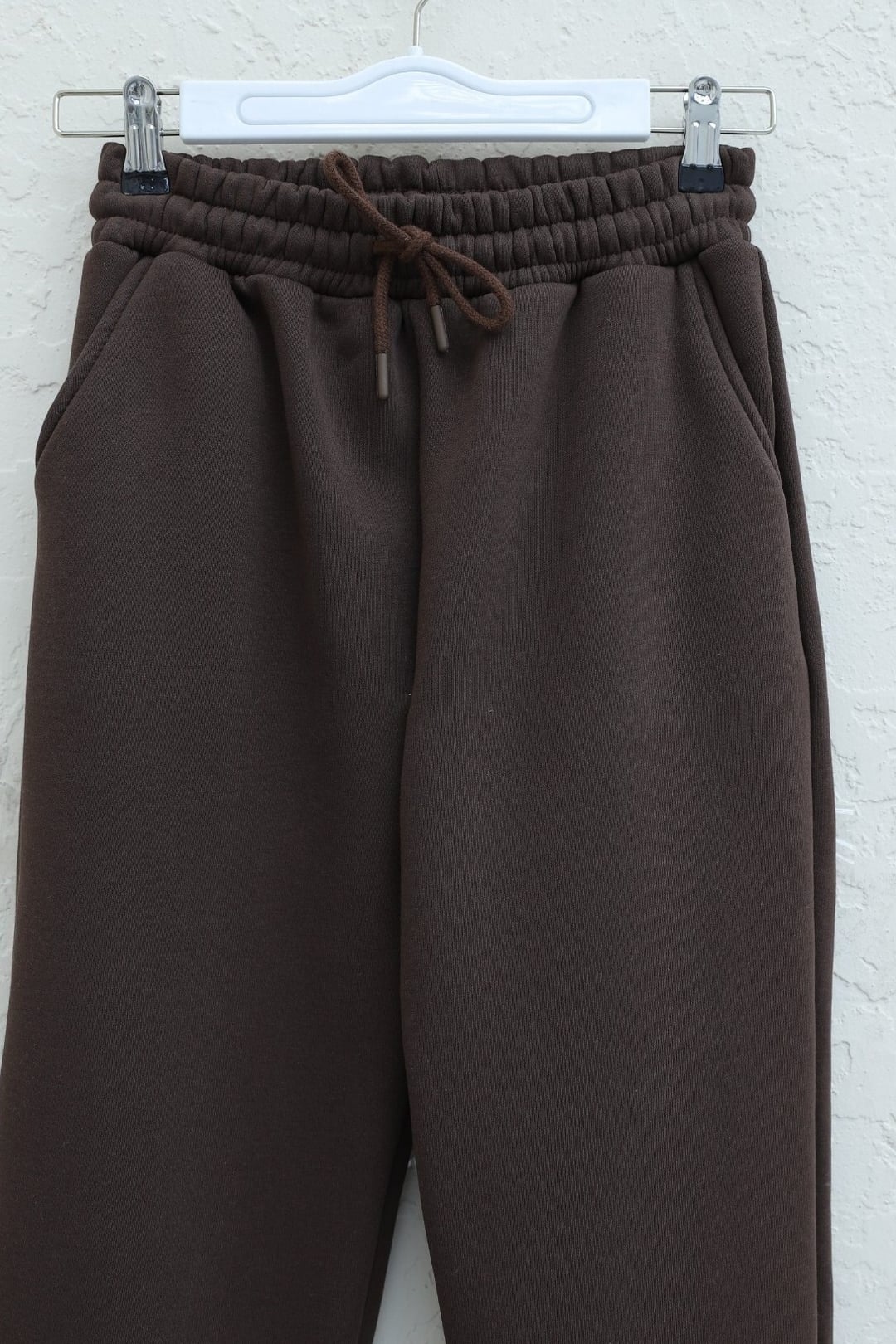 Elasticated Waist Cuffed Fleece Jogger Pants - Brown - Podyumplus - by Peralane - photo 3