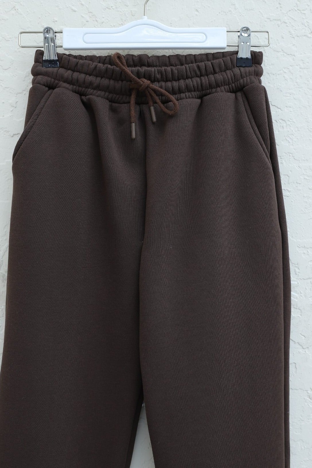 Elasticated Waist Cuffed Fleece Jogger Pants - Brown - Podyumplus - by Peralane - photo 3