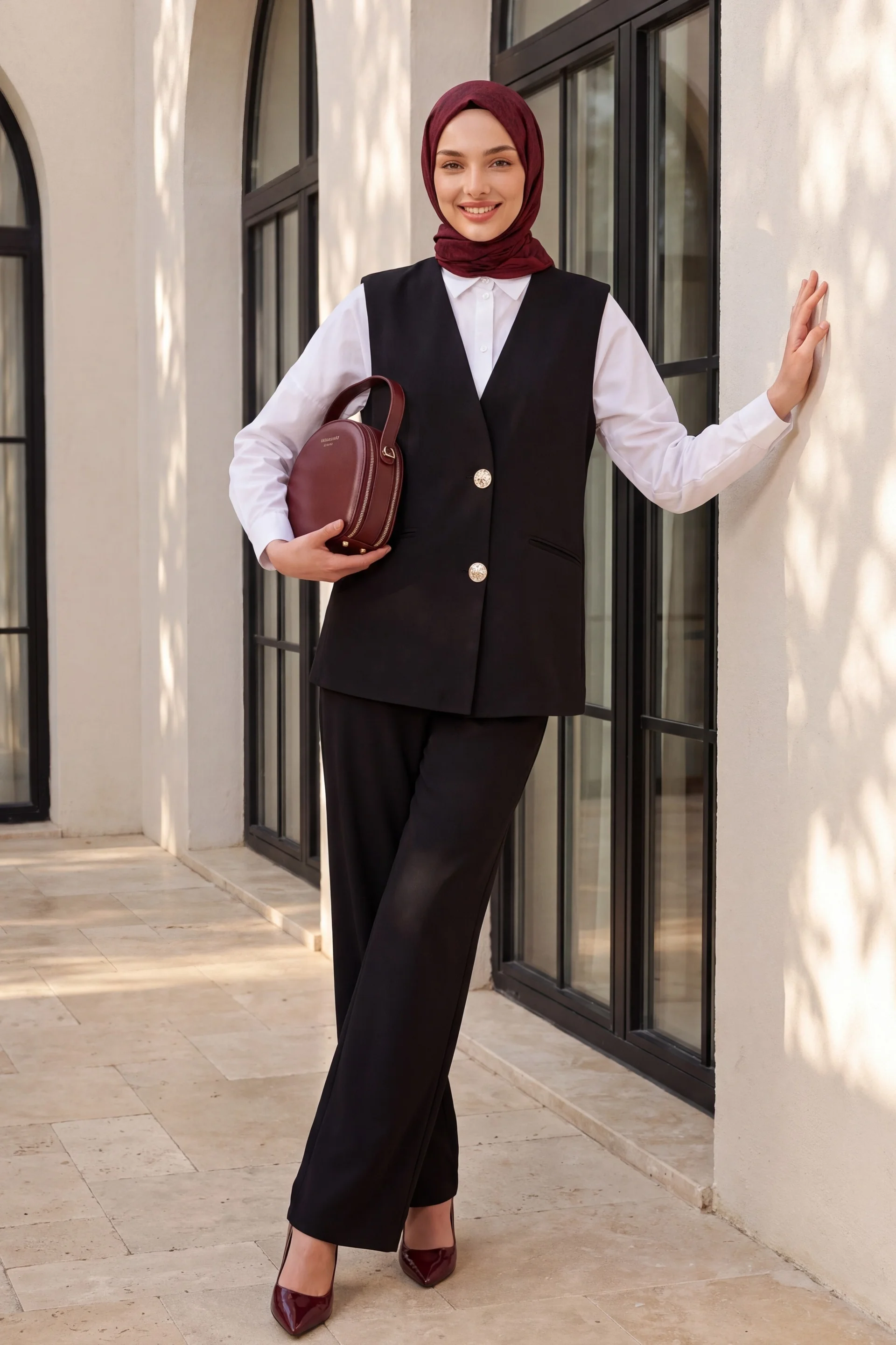Women's Two-Piece Vest and Trousers Set 30086 - Black - Bigdart - by Peralane