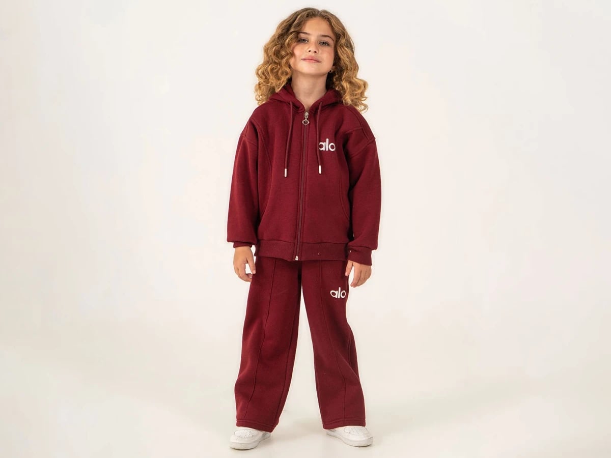 Girls' Printed Zip-Up Hooded Jacket and Wide-Leg Trousers Set - Lumii - by Peralane