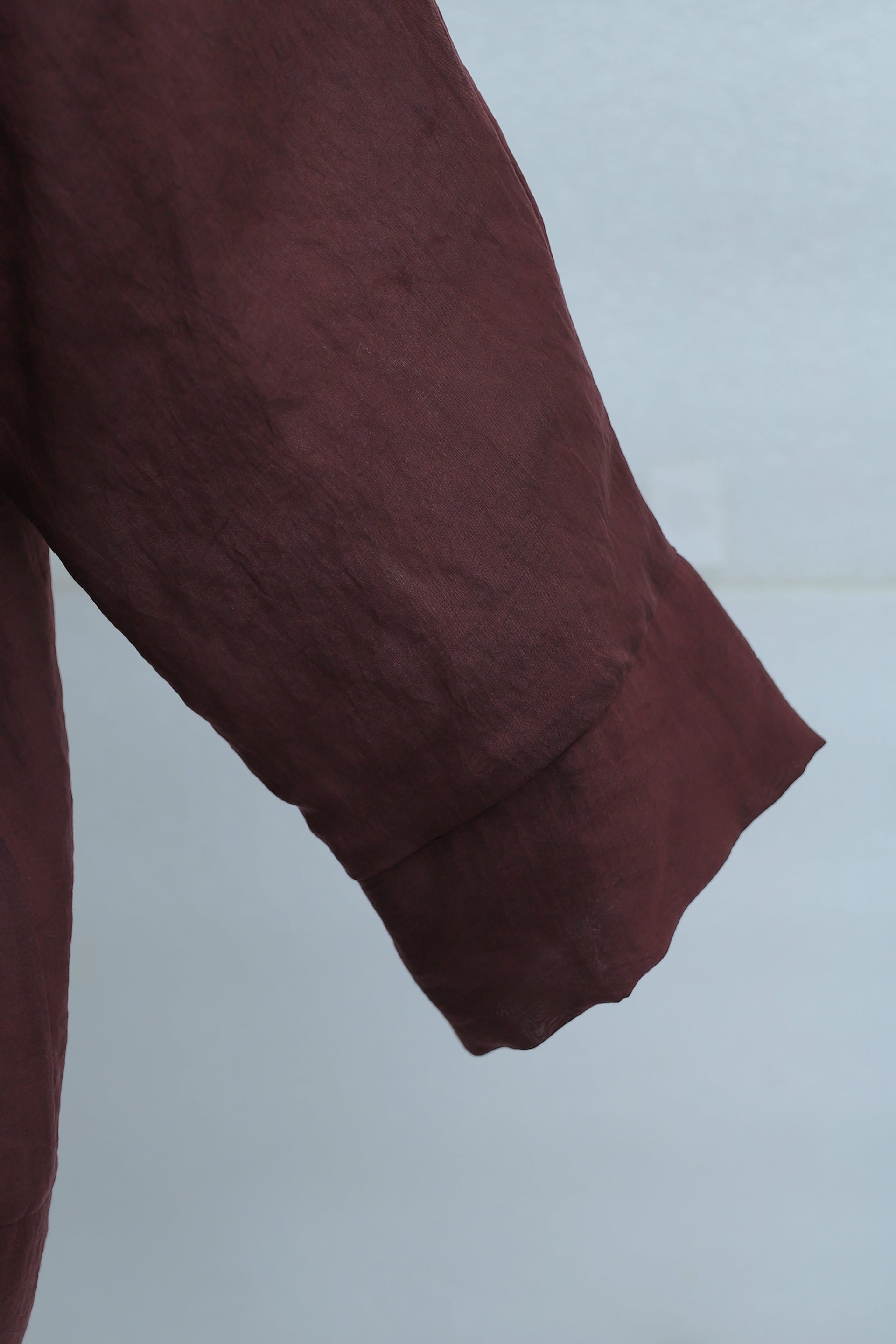 Bias-Trim Button V-Neck Organza Voile Oversize Kimono in Burgundy - Podyumplus - by Peralane - photo 10