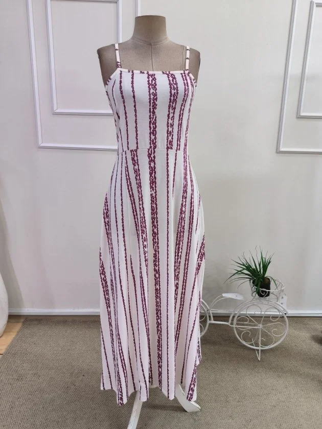 Women's Spaghetti Strap Slit Patterned Long Suprem Dress - Janes - by Peralane - photo 4