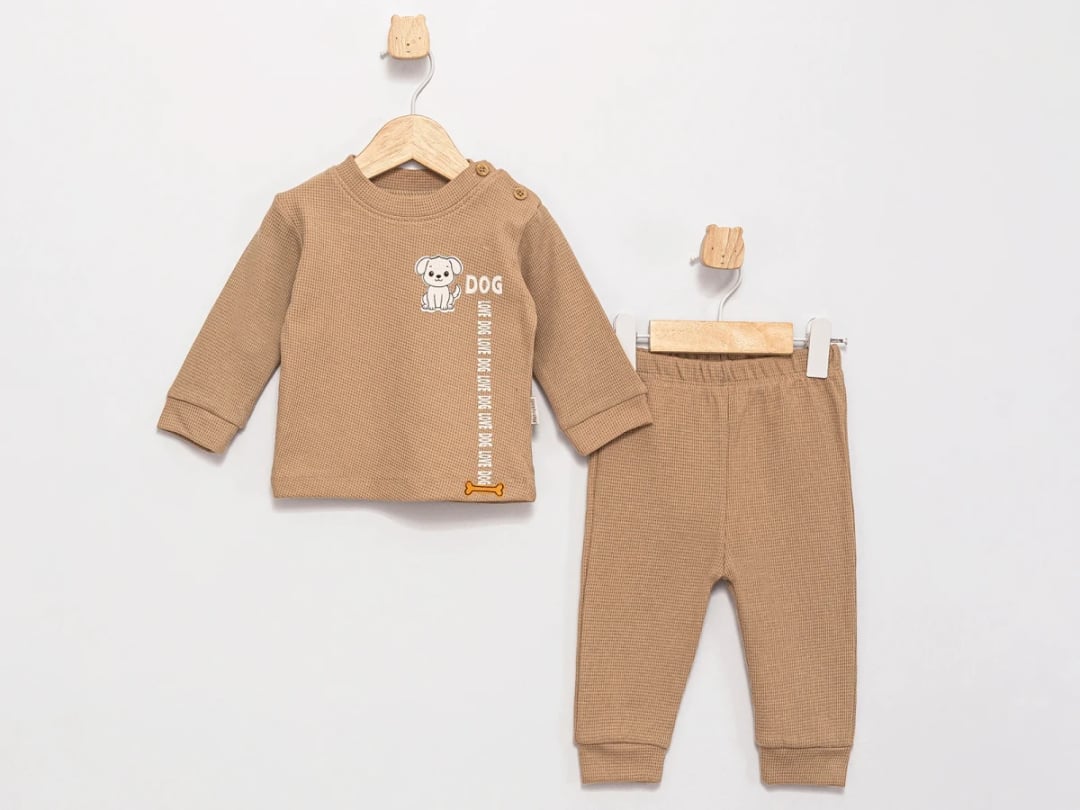 Dog Print Baby Boys' Two-Piece Set - Brown - Feely Kids - by Peralane