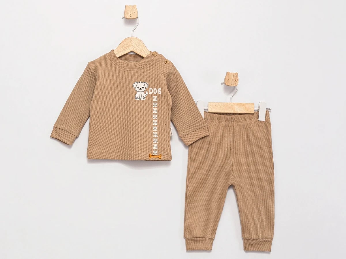 Dog Print Baby Boys' Two-Piece Set - Brown - Feely Kids - by Peralane