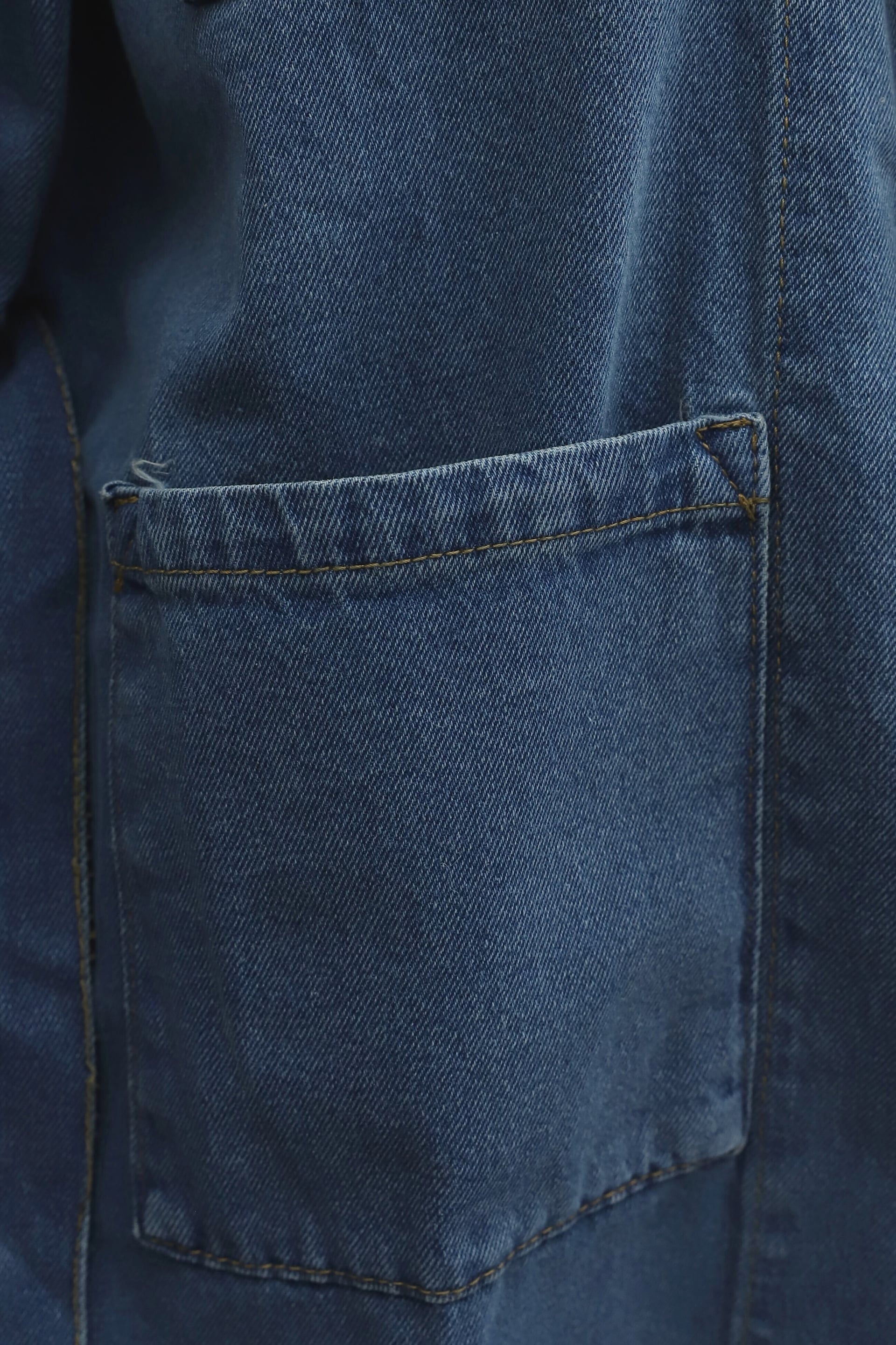 Belted Brooch Pocket Denim Jacket - Tint - Podyumplus - by Peralane - photo 9