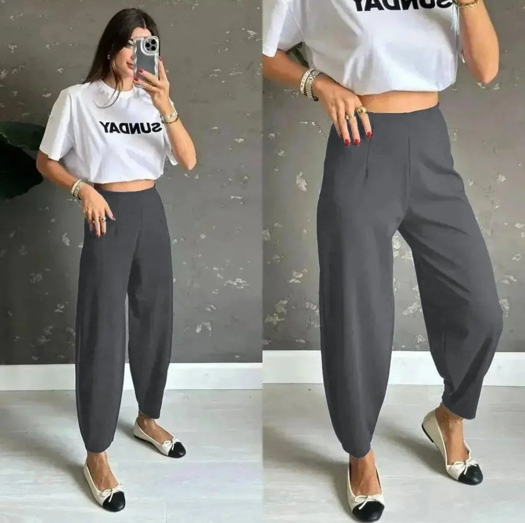 High Waist Crepe Trousers for Women - Dark Grey - Janes - by Peralane