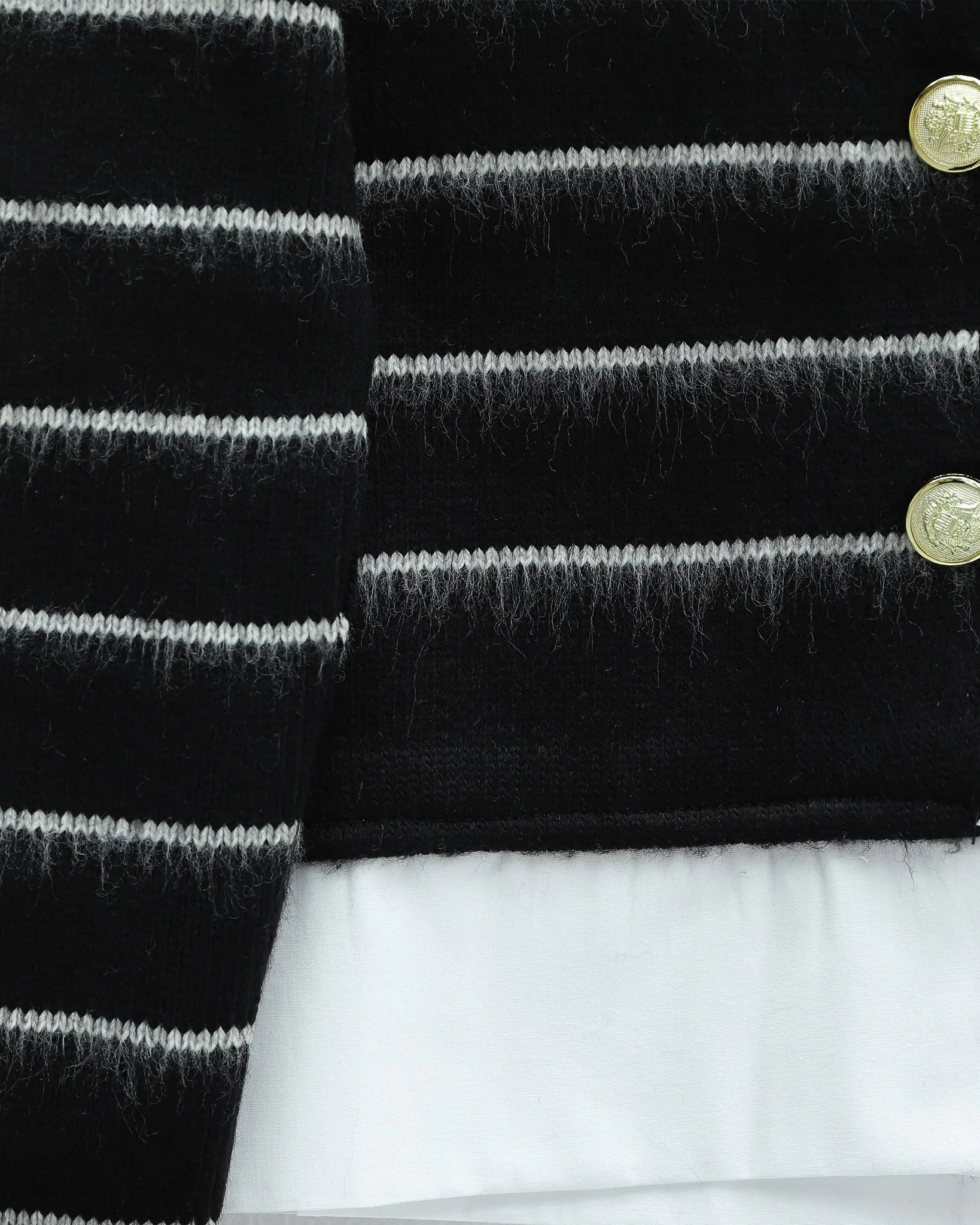 Black Striped Knitted Cardigan with Shirt Collar Detail - Podyumplus - by Peralane - photo 8