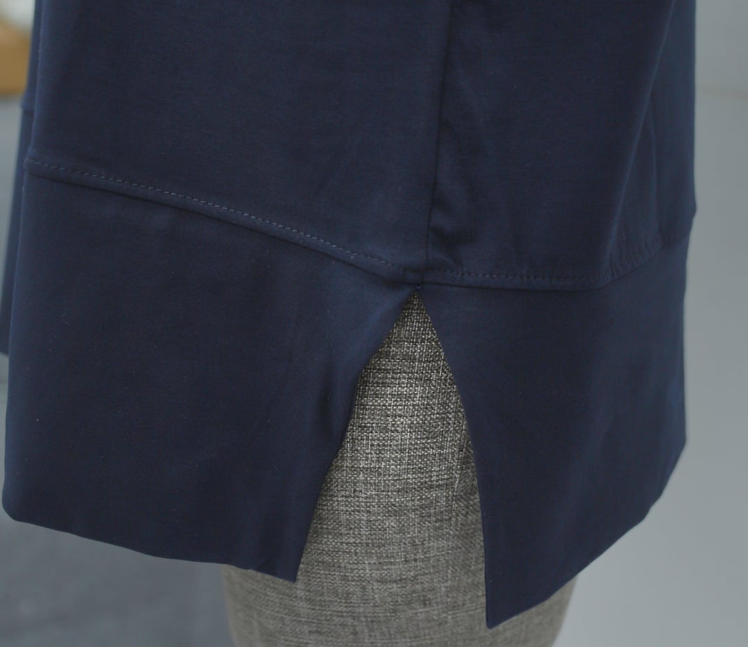 Bisiklet Yaka Yırtmaçlı Oversize Penye Tunik - Navy Blue - Podyumplus - by Peralane - photo 6