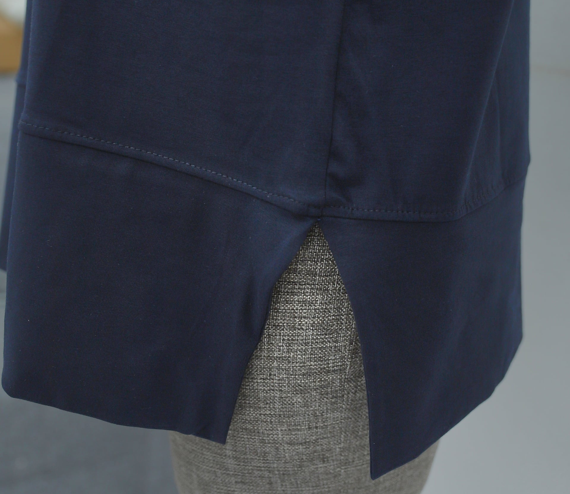Bisiklet Yaka Yırtmaçlı Oversize Penye Tunik - Navy Blue - Podyumplus - by Peralane - photo 6
