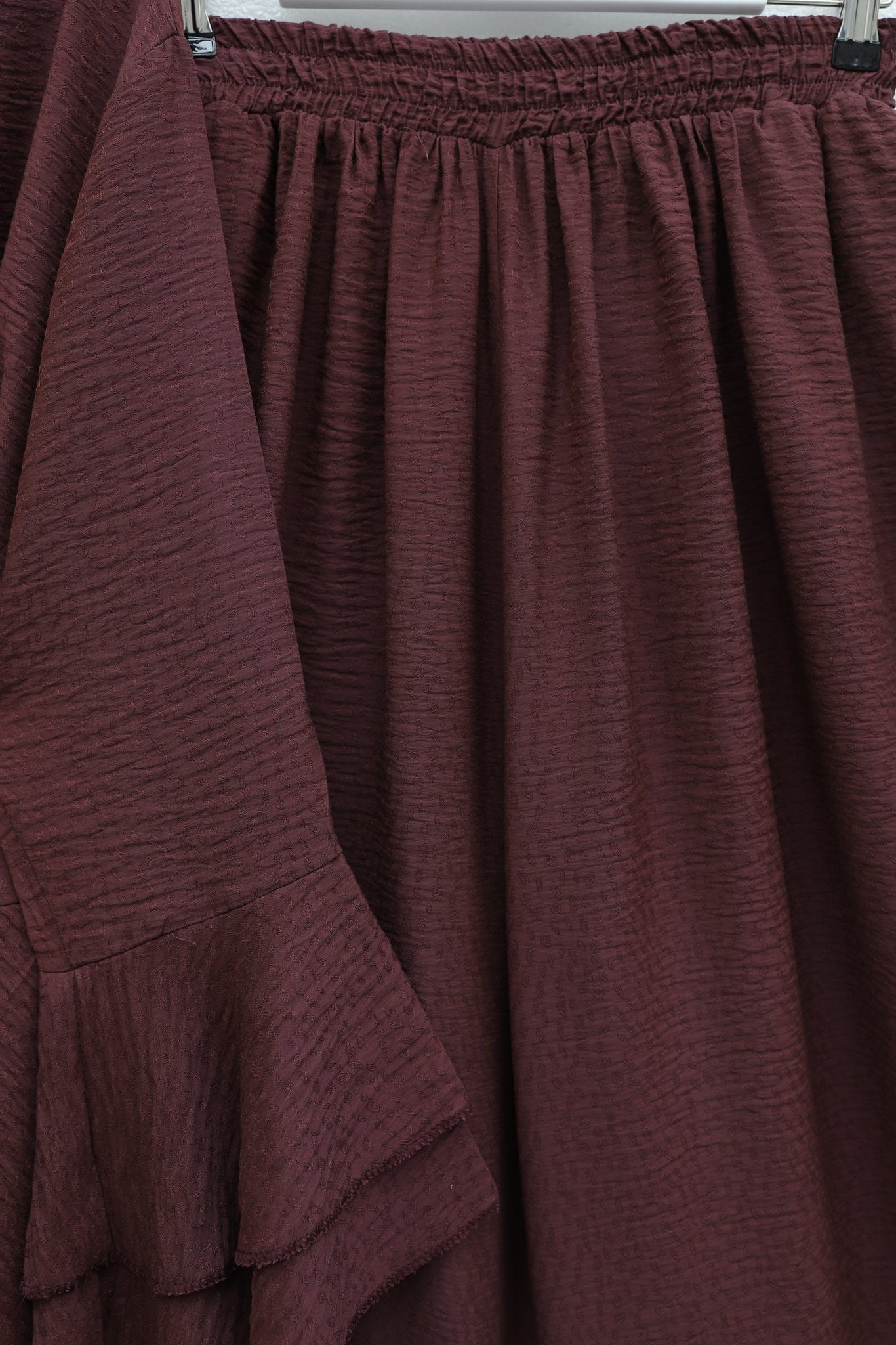 Burgundy Jacquard Waffle Modest Set with Tunic and Wide-Leg Trousers - Podyumplus - by Peralane - photo 6