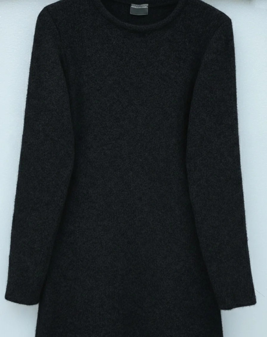 Crew Neck Fitted Waist Soft Knit Maxi Dress - Black - Podyumplus - by Peralane - photo 5
