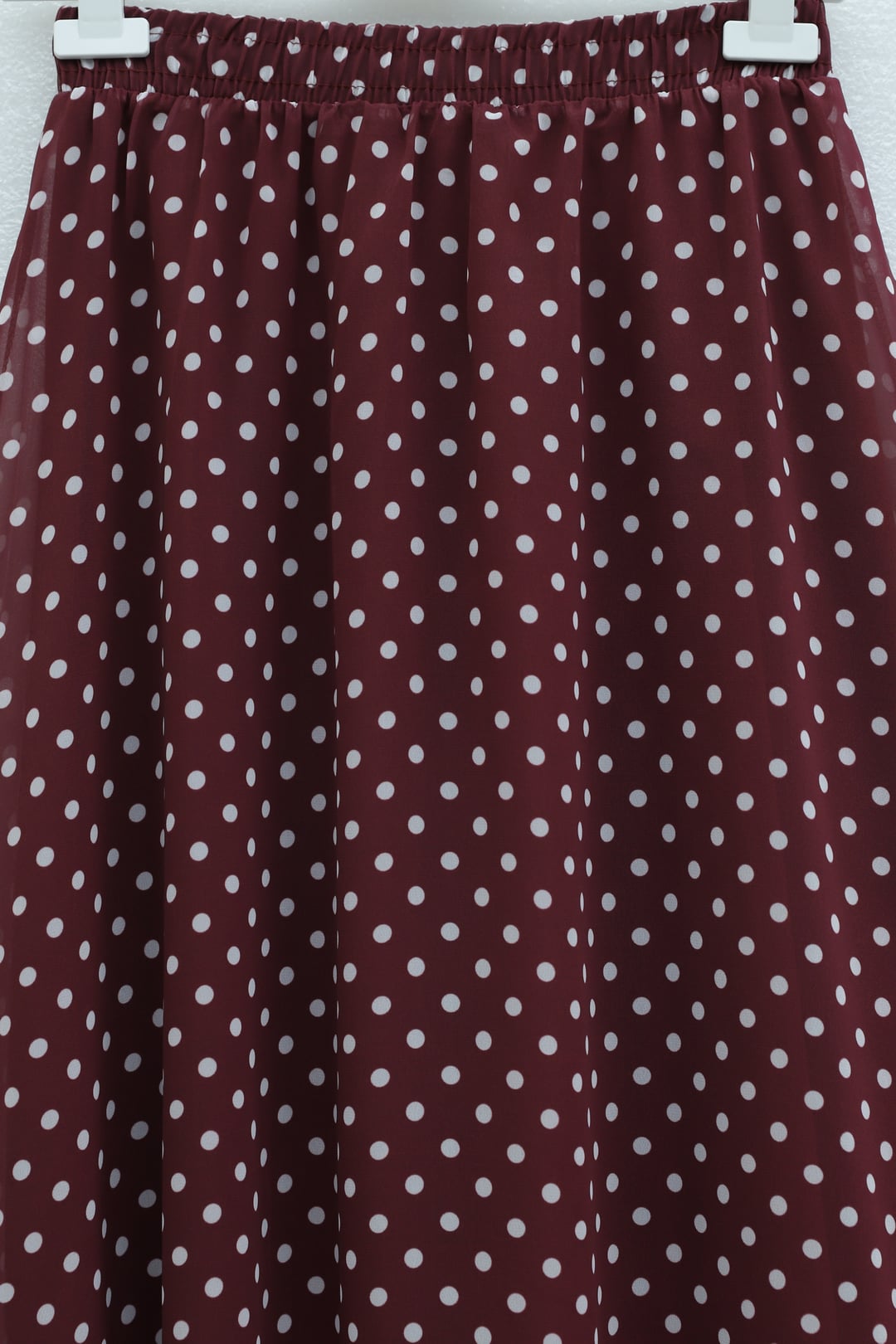Polka Dot Elasticated Waist Lined Chiffon Skirt - Burgundy - Podyumplus - by Peralane - photo 4