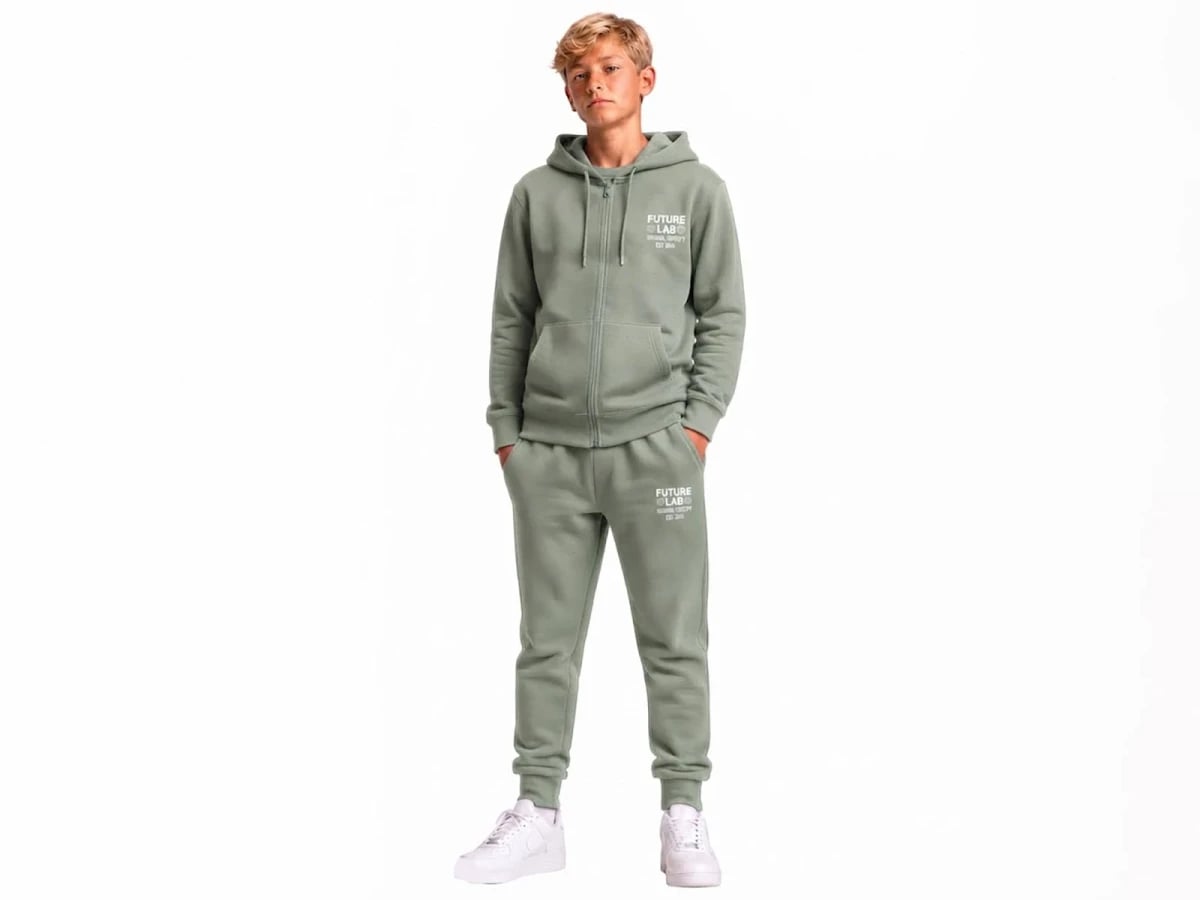 Future Print Hooded 3-Thread Fleece Boys' Tracksuit Set - Koska - by Peralane