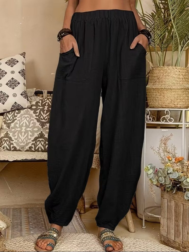 Women's High-Waist Patch Pocket Wide-Leg Trousers - Janes - by Peralane