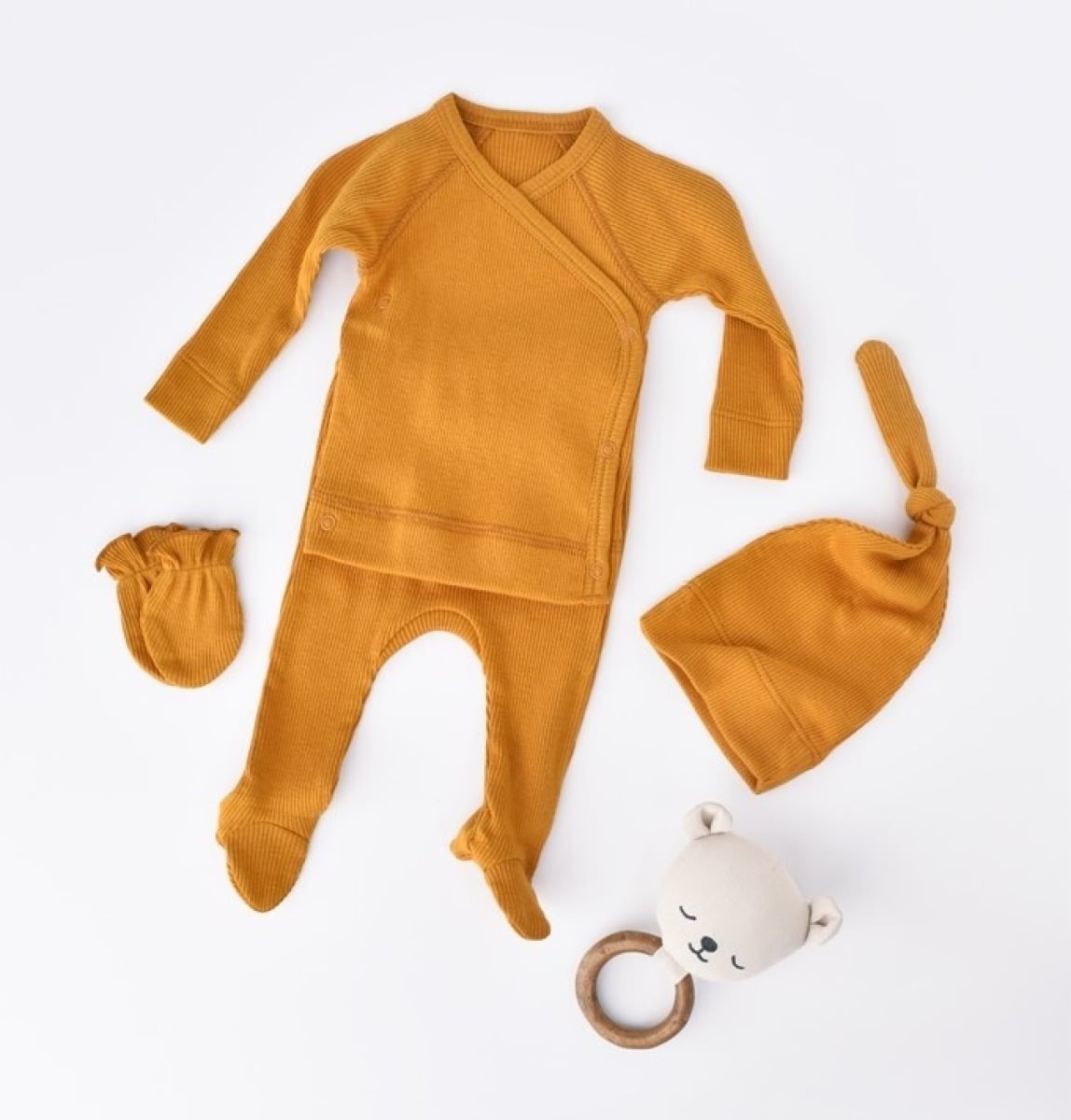 Baby Boys' Mustard Yellow 4-Piece Modal Set - Babycosy - by Peralane