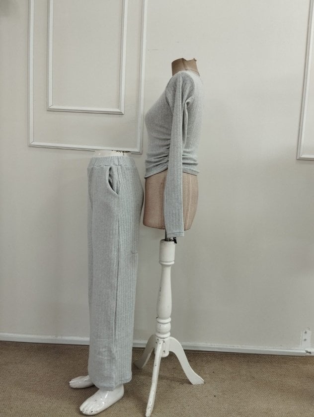 Women's Grey Knit Long-Sleeve Top and Trousers Set - Janes - by Peralane - photo 6
