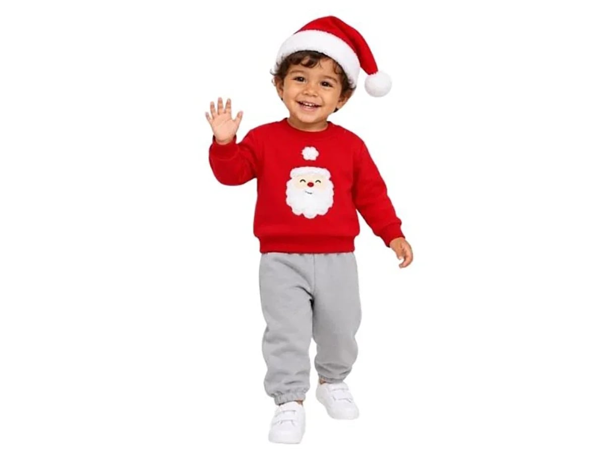 Santa Applique Long-Sleeve Sweatshirt and Sweatpants Set for Baby Boys - Vovido - by Peralane