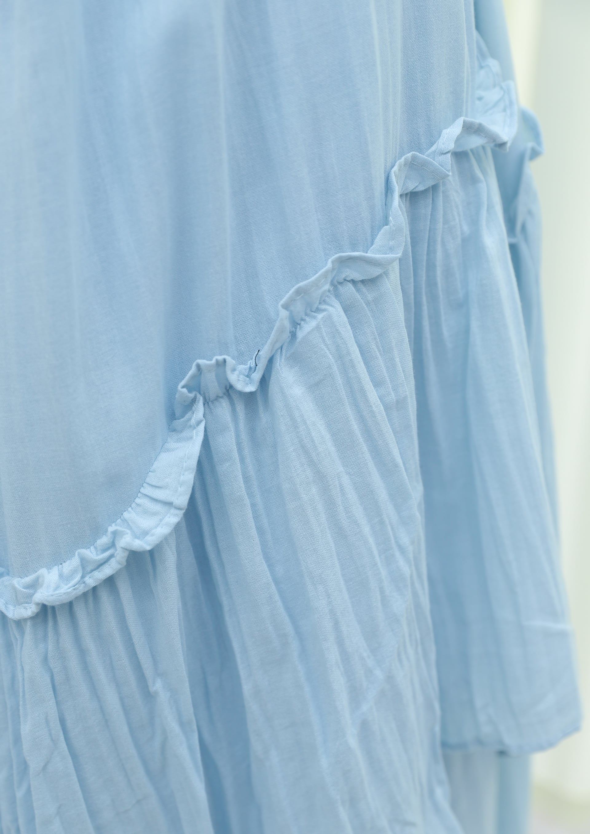 Elasticated Waist Tiered Voile Skirt in Baby Blue - Podyumplus - by Peralane - photo 8