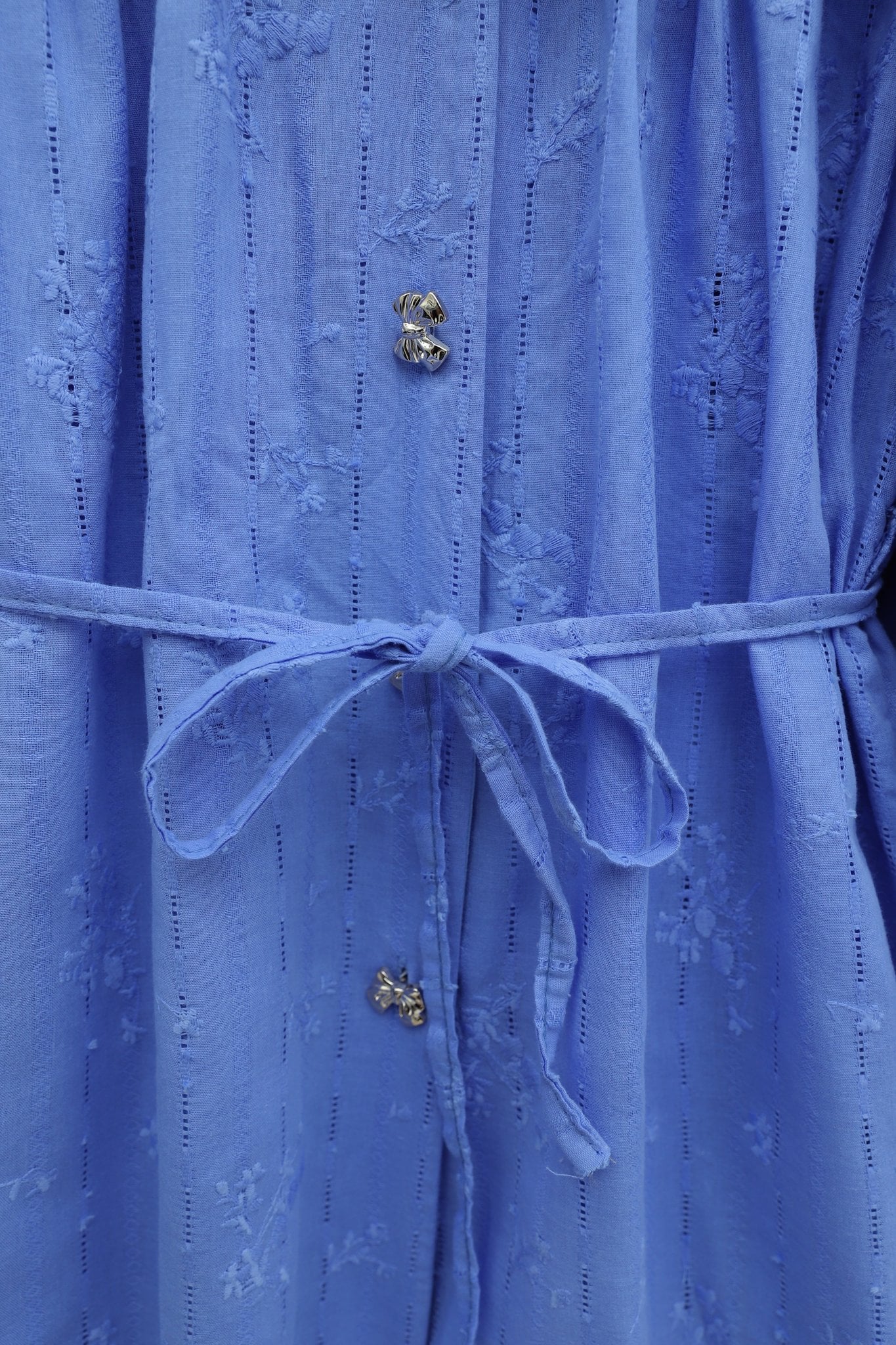 Peter Pan Collar, Lace-Up and Buttoned Skirt, Lined Linen-Look Set - Blue - Podyumplus - by Peralane - photo 8