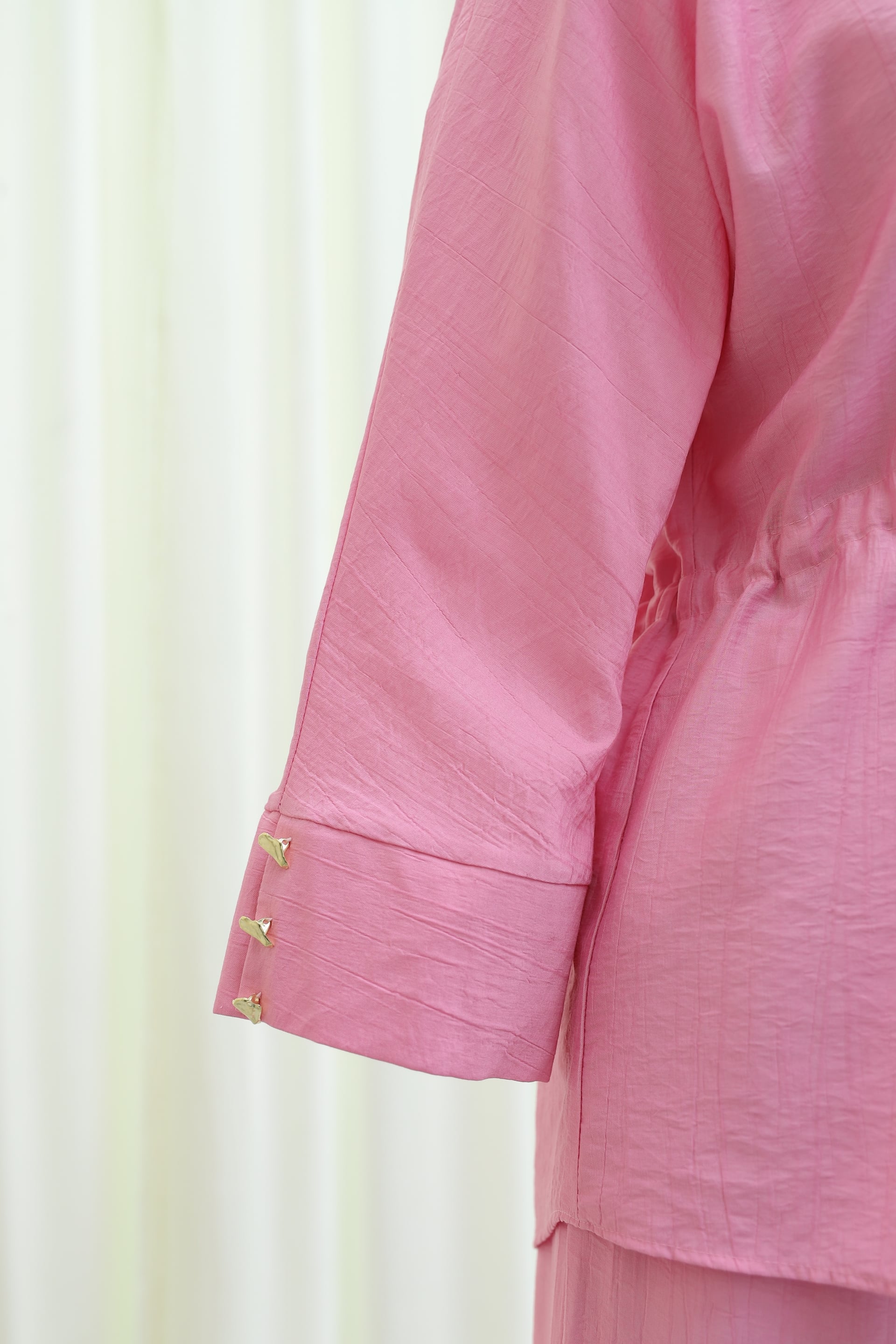 Tunnel Lace-Up Waist Elastic Pants Cotton Crinkle Two-Piece Set - Fuchsia - Podyumplus - by Peralane - photo 7