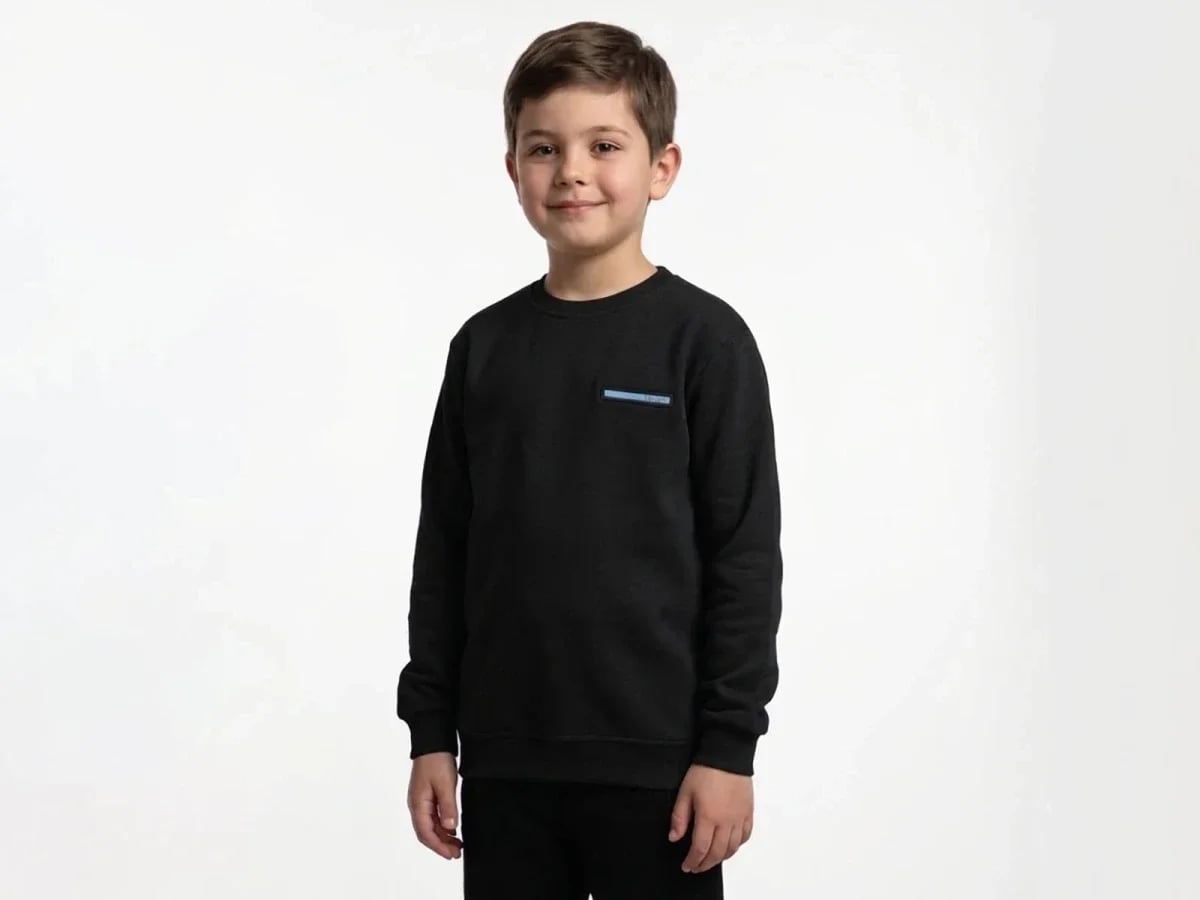 Striped Detail Boys' Sweatshirt - Black - Tanem Kids - by Peralane