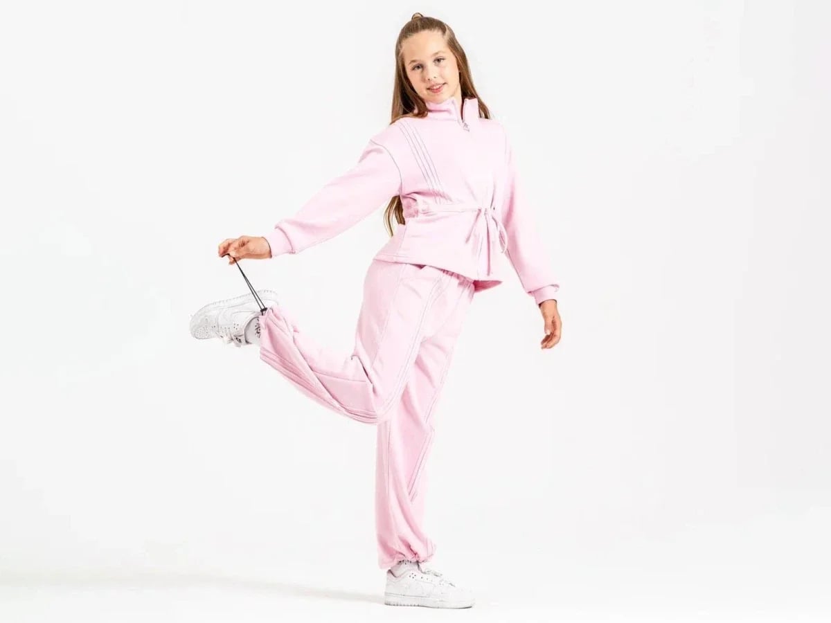 Girls' Pink Tracksuit Set with Tie Waist - Pack of 4 - ÖZ Bebe - by Peralane