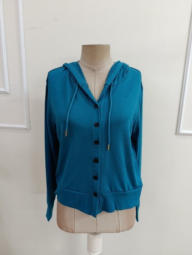 Women's Long Sleeve Hooded Drawstring Button-Front Cardigan - Janes - by Peralane - photo 4