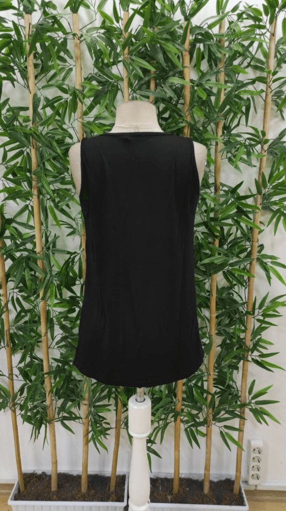 Women's Black Sleeveless Round Neck Lace Detail Viscose Blouse - Janes - by Peralane - photo 7