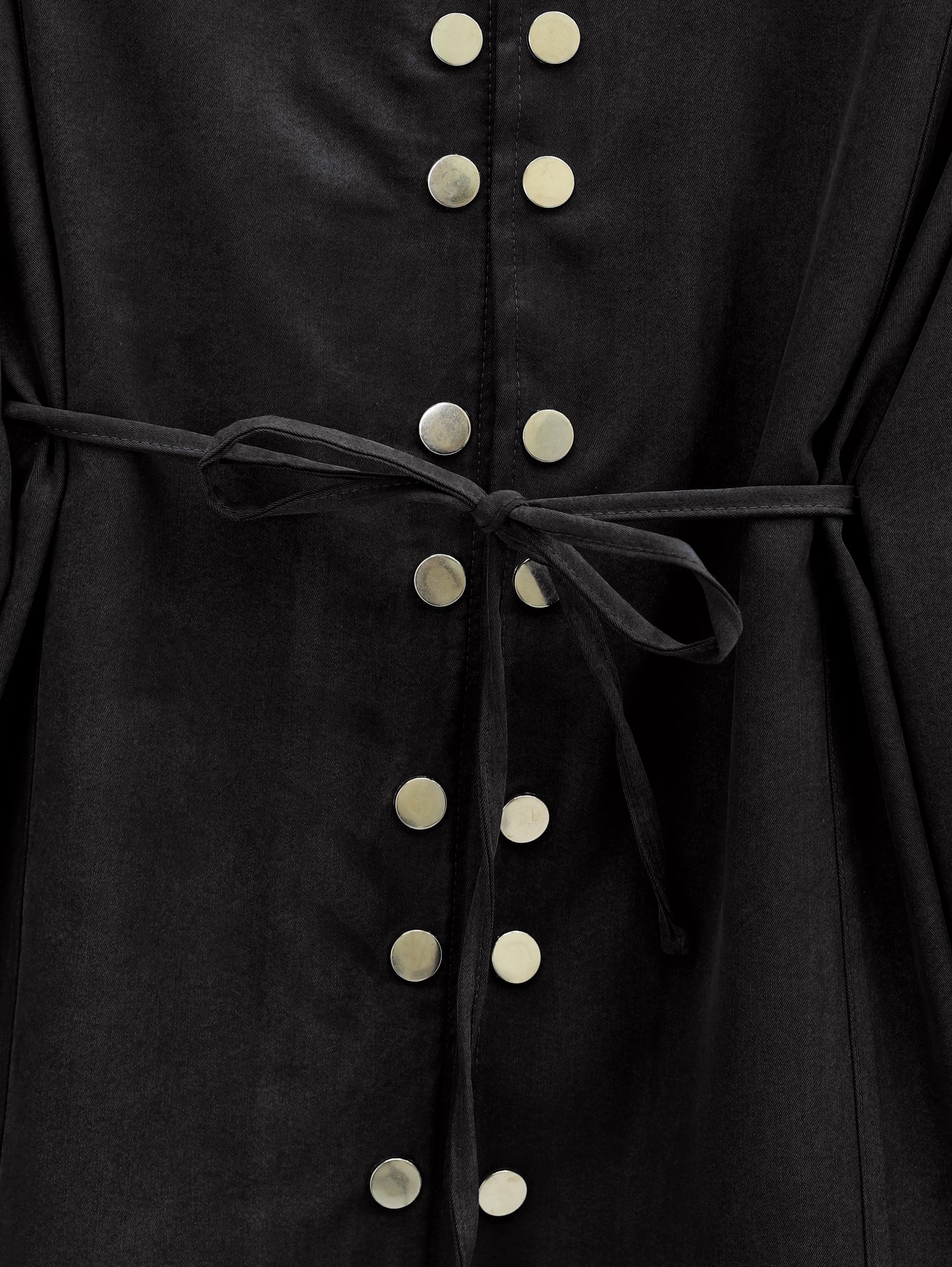 Double Snap Detail Round Neck Wide Leg Trousers Modal Two-Piece Set - Black - Podyumplus - by Peralane - photo 8