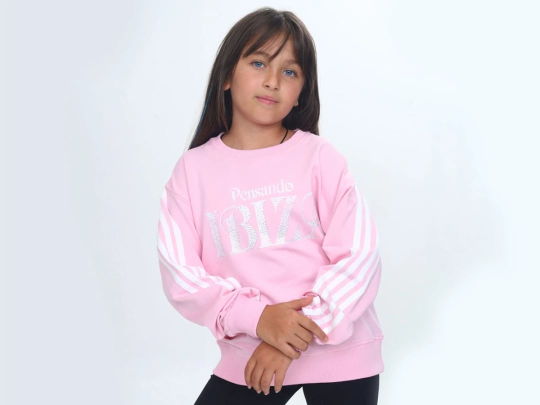 Girls' Pink Sweatshirt with IBIZA Print - Vizviz - by Peralane