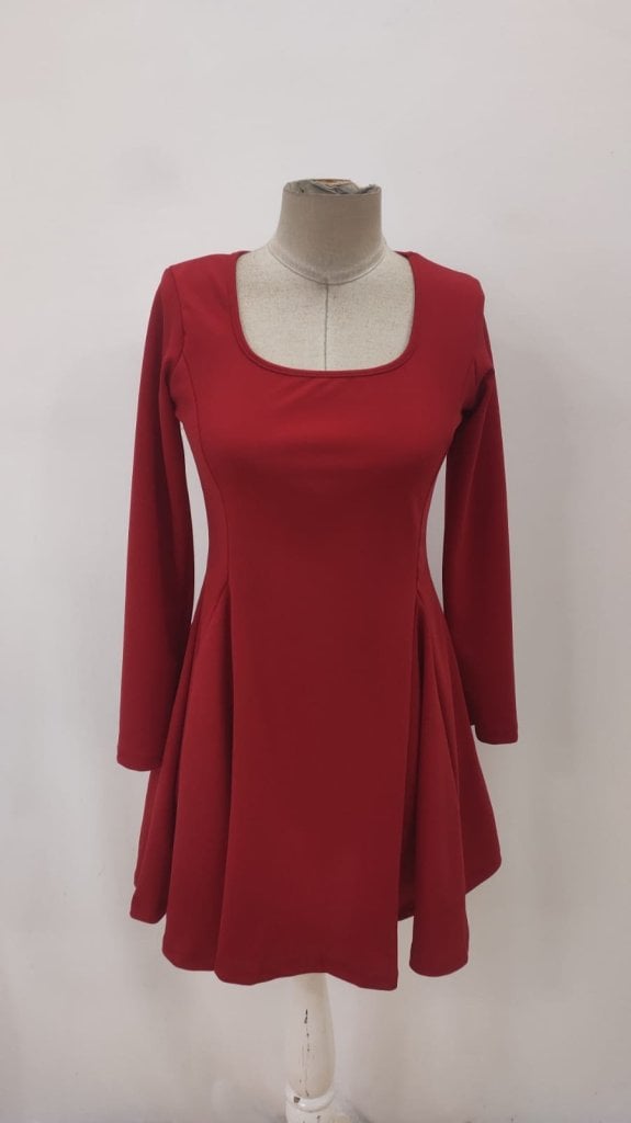 Women's Long Sleeve Square Neck Mini Crepe Dress - Janes - by Peralane - photo 6