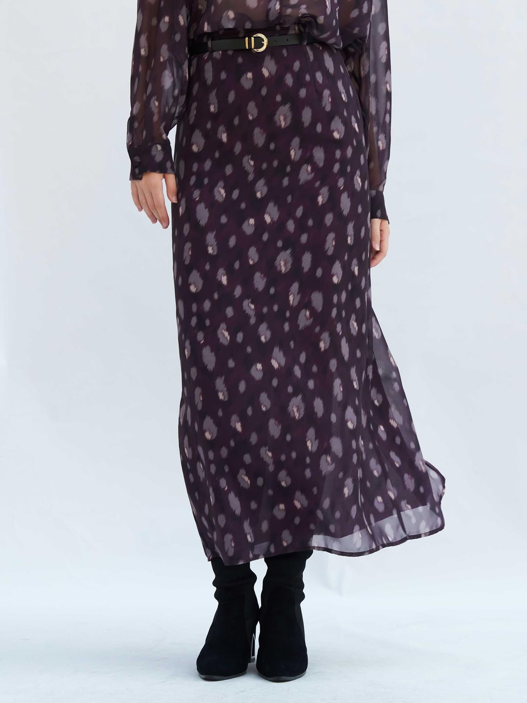Patterned Maxi Skirt in Dark Purple - Lefon - by Peralane - photo 9