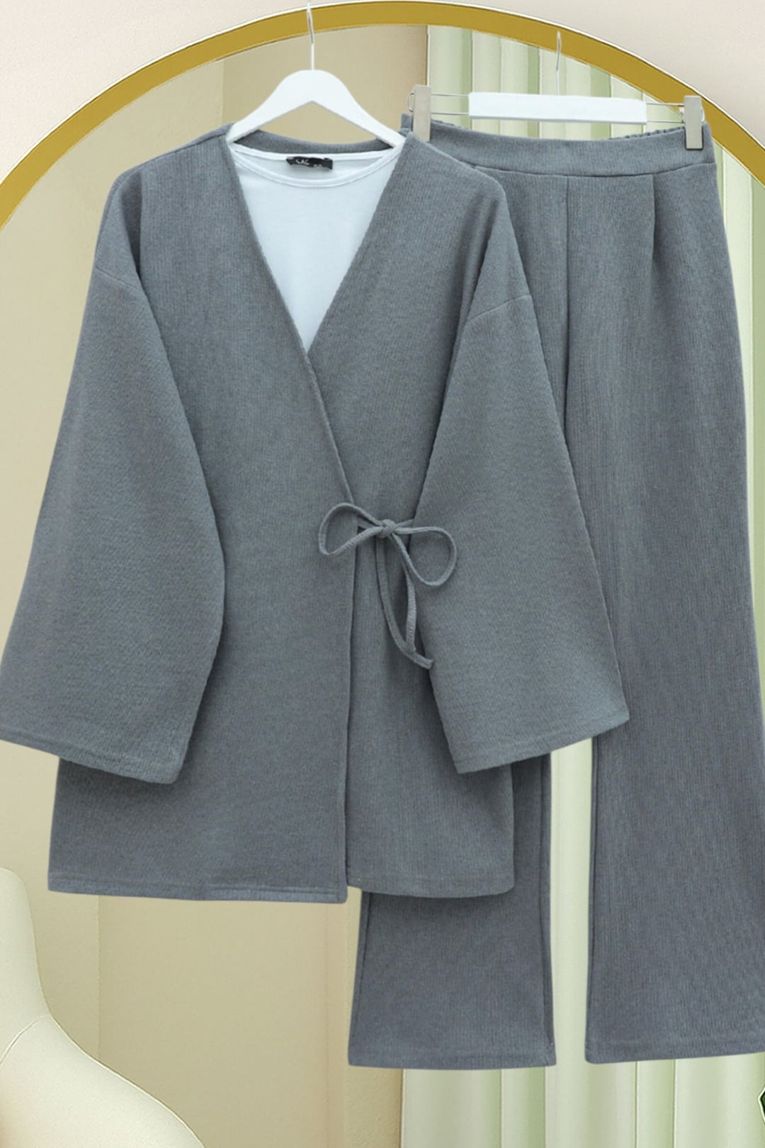 Cross-Wrap Selanik Kimono Set - Grey - Podyumplus - by Peralane - photo 3