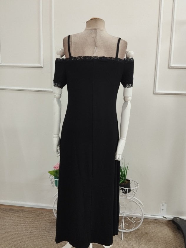 Women's Off-Shoulder Short-Sleeve Lace-Trim Midi Viscose Dress - Janes - by Peralane - photo 6