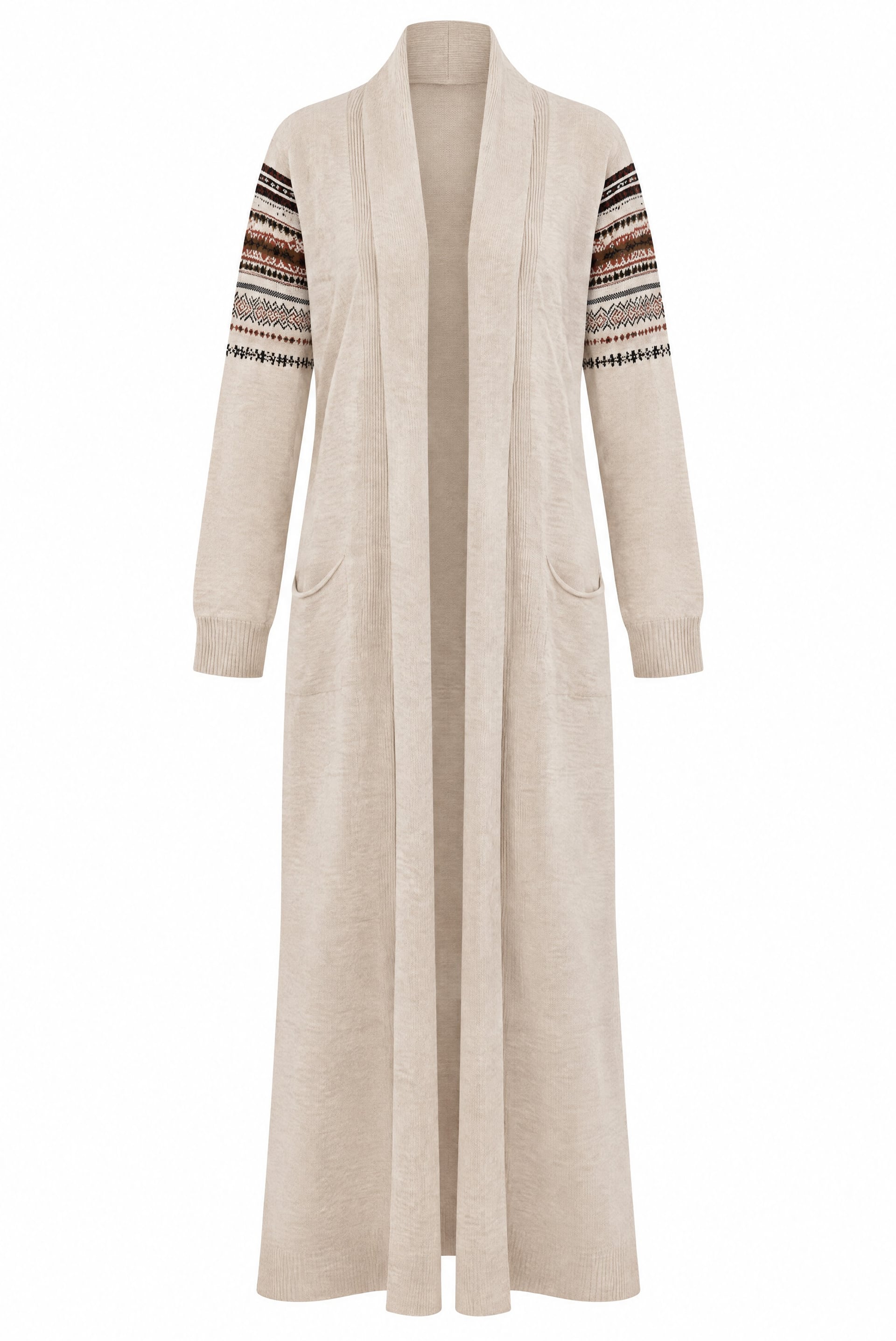 Long Knitted Cardigan with Belt - Stone - Bigdart - by Peralane - photo 5