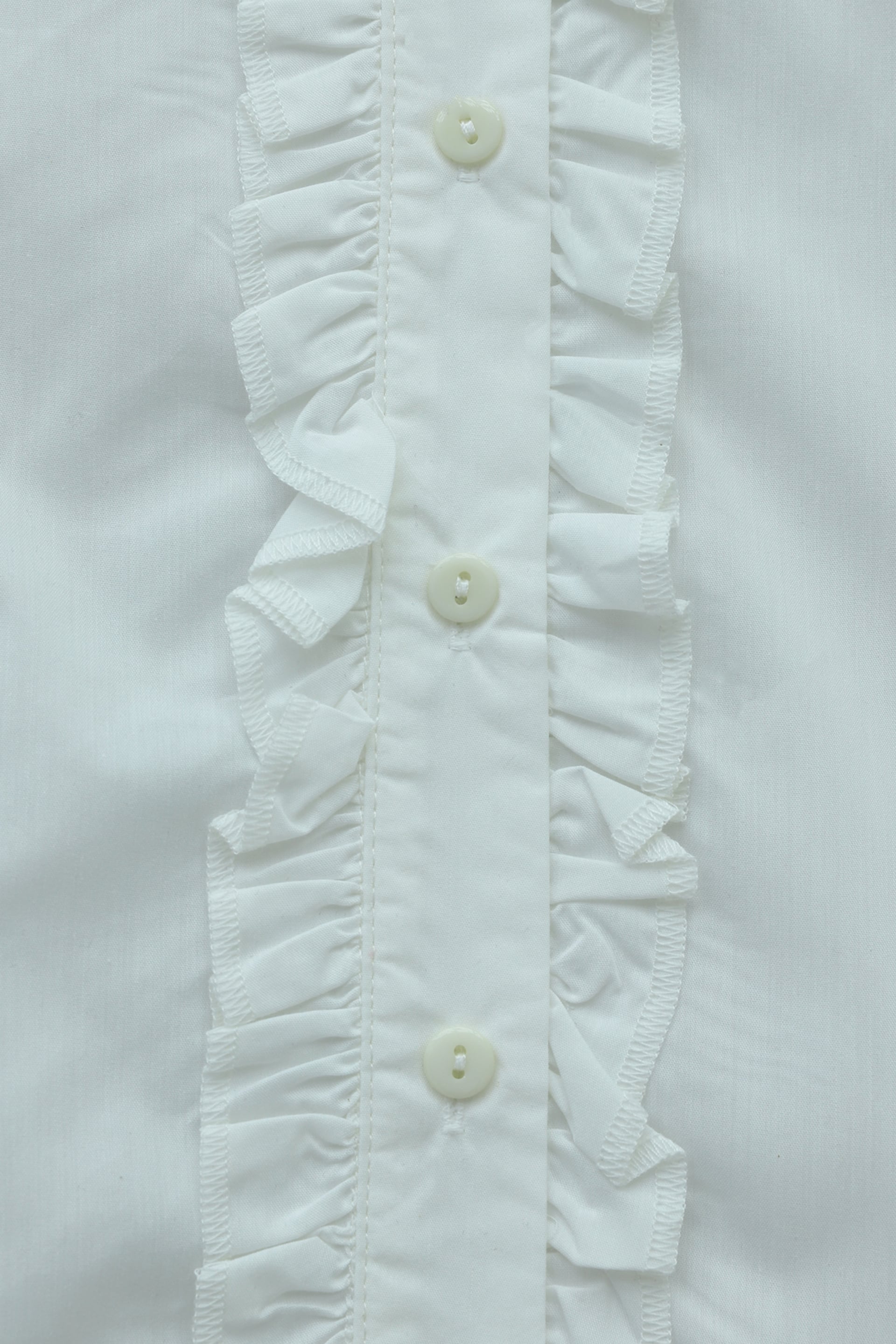 Women's White Poplin Shirt with Bird Embroidery and Ruffled Front - Podyumplus - by Peralane - photo 6