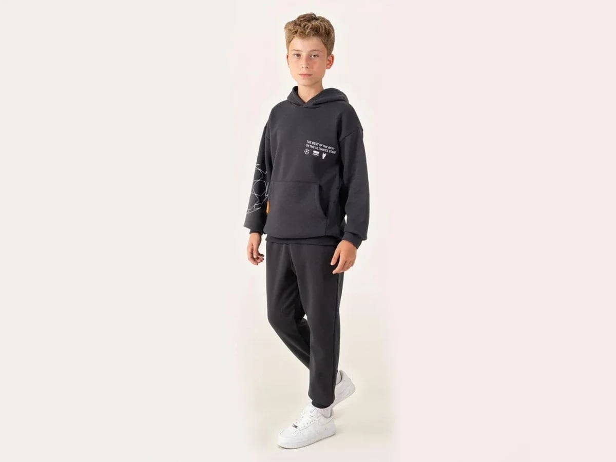 Champions League Printed Hooded Fleece Boys' Tracksuit Set - Ruhat Kids - by Peralane