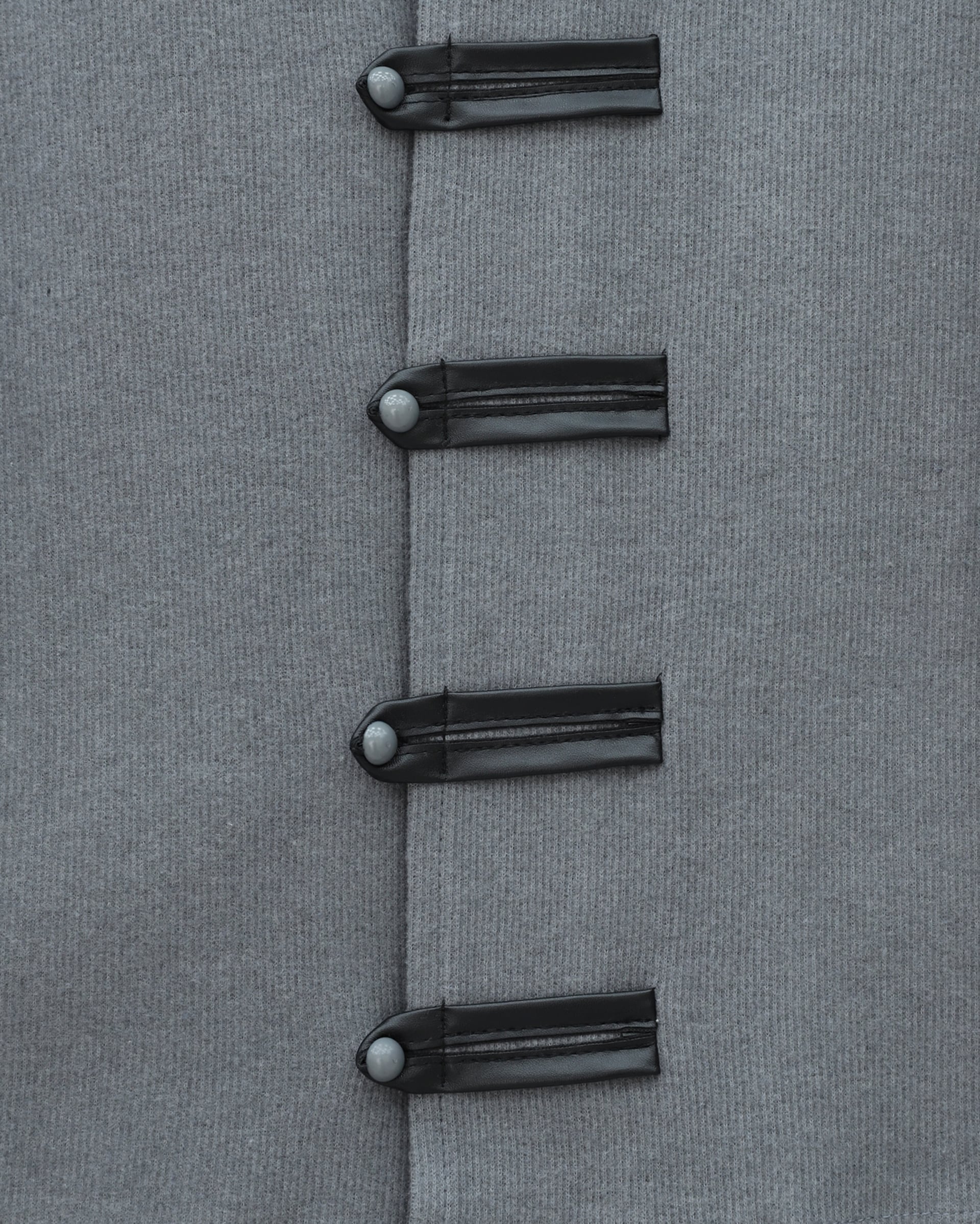 Grey Leather Detail Button-Front Selanik Co-ord Set with Skirt - Podyumplus - by Peralane - photo 6