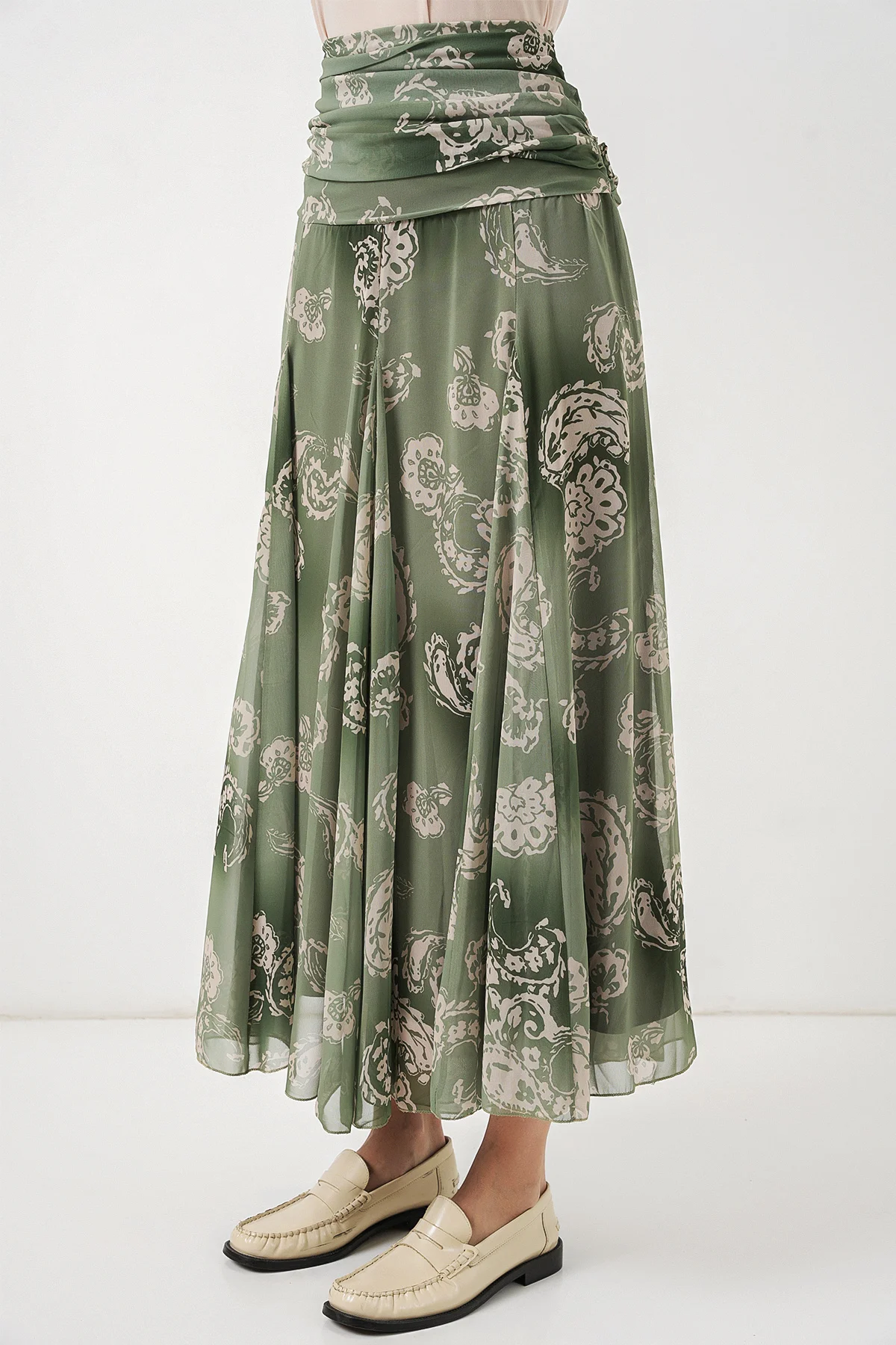 Women's Patterned Chiffon Skirt - Sage Green - Bigdart - by Peralane - photo 3