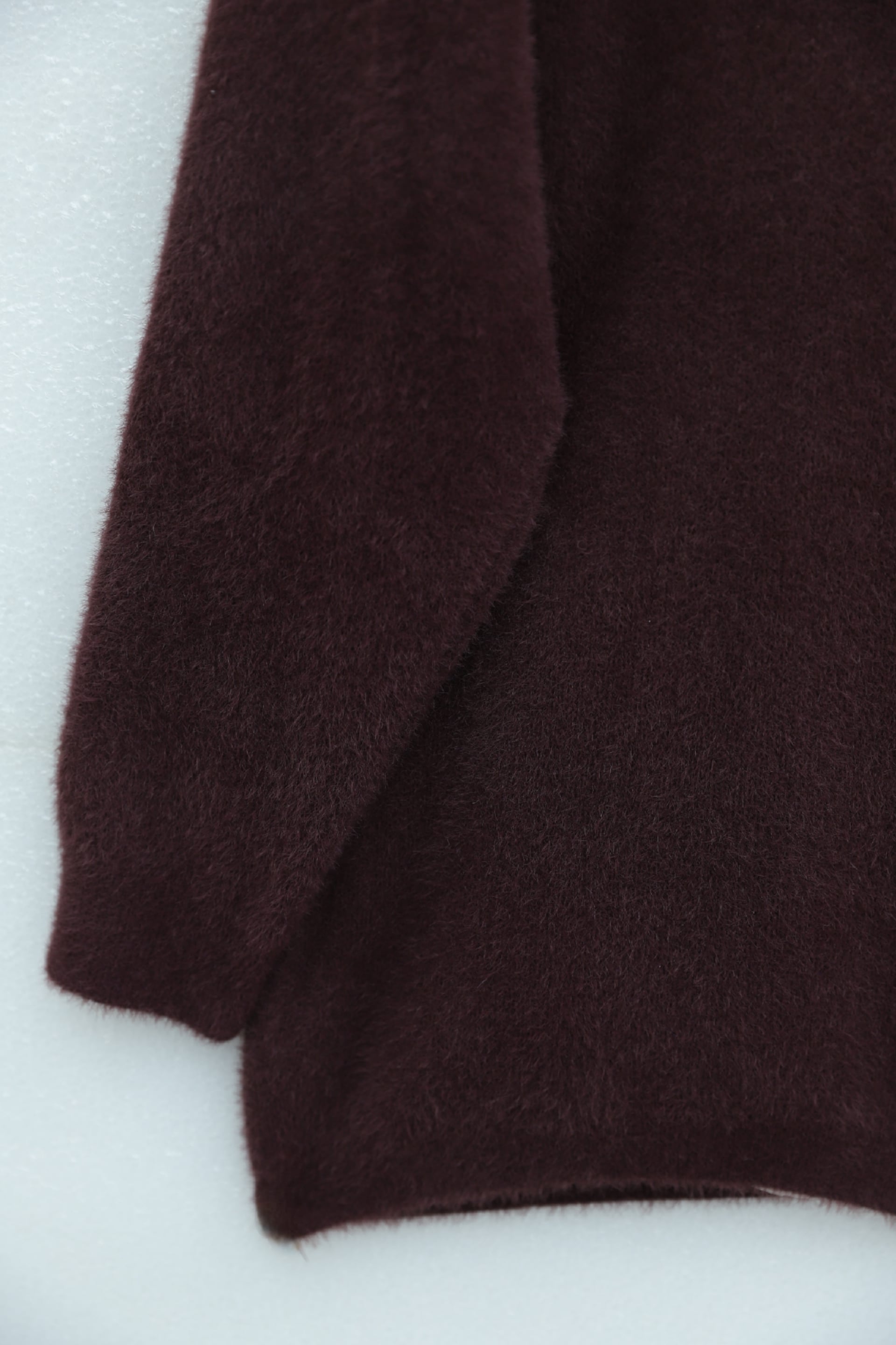 Burgundy Button-Front Fuzzy Knit Cardigan - Podyumplus - by Peralane - photo 7