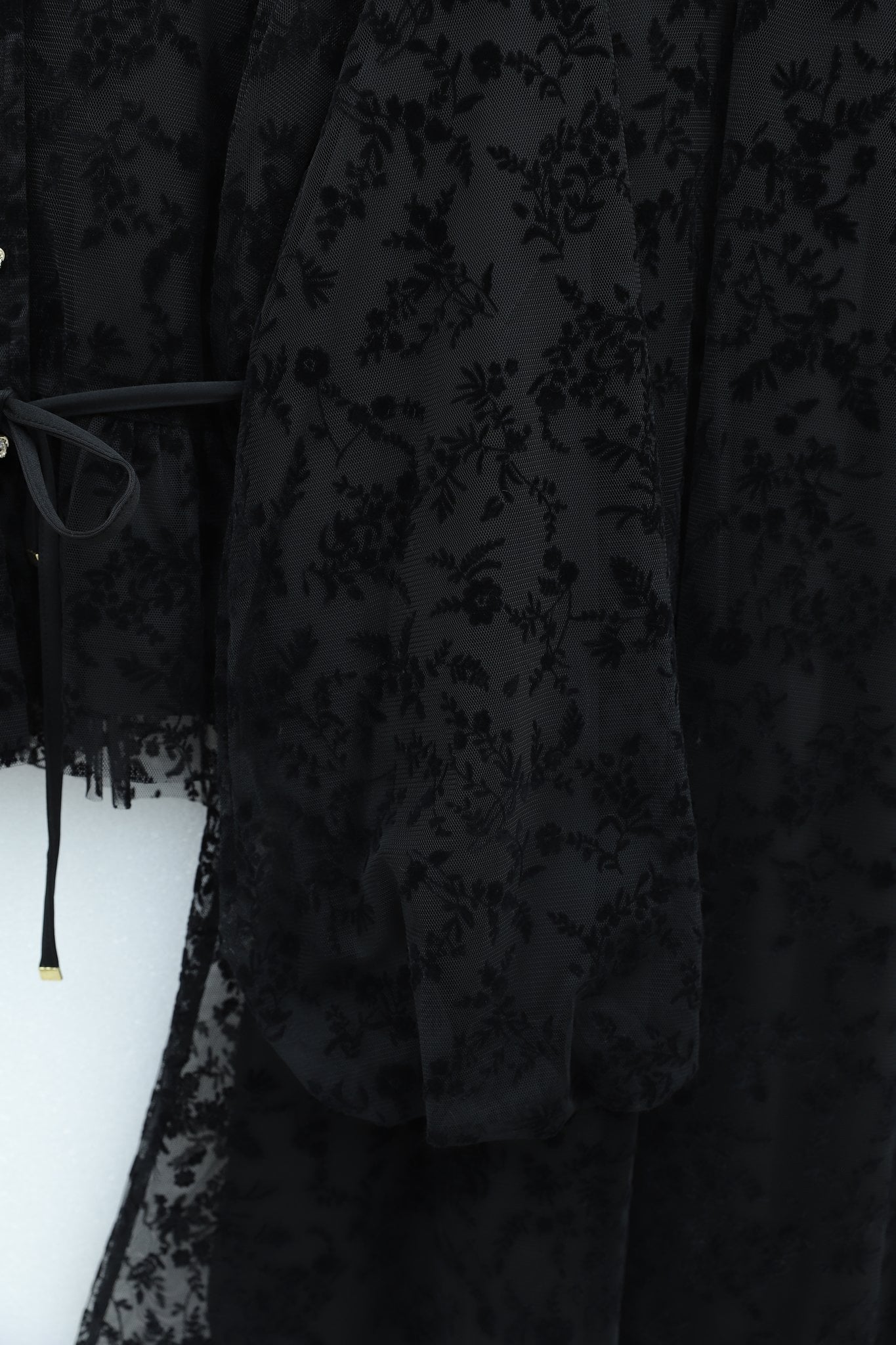 Black Floral Burnout High Neck Tie-Belt Tiered Tulle Set - Podyumplus - by Peralane - photo 6