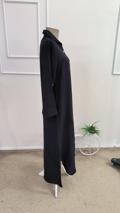 Women's Long-Sleeve Collared Button-Front Flowing Long Dress - Janes - by Peralane - photo 5