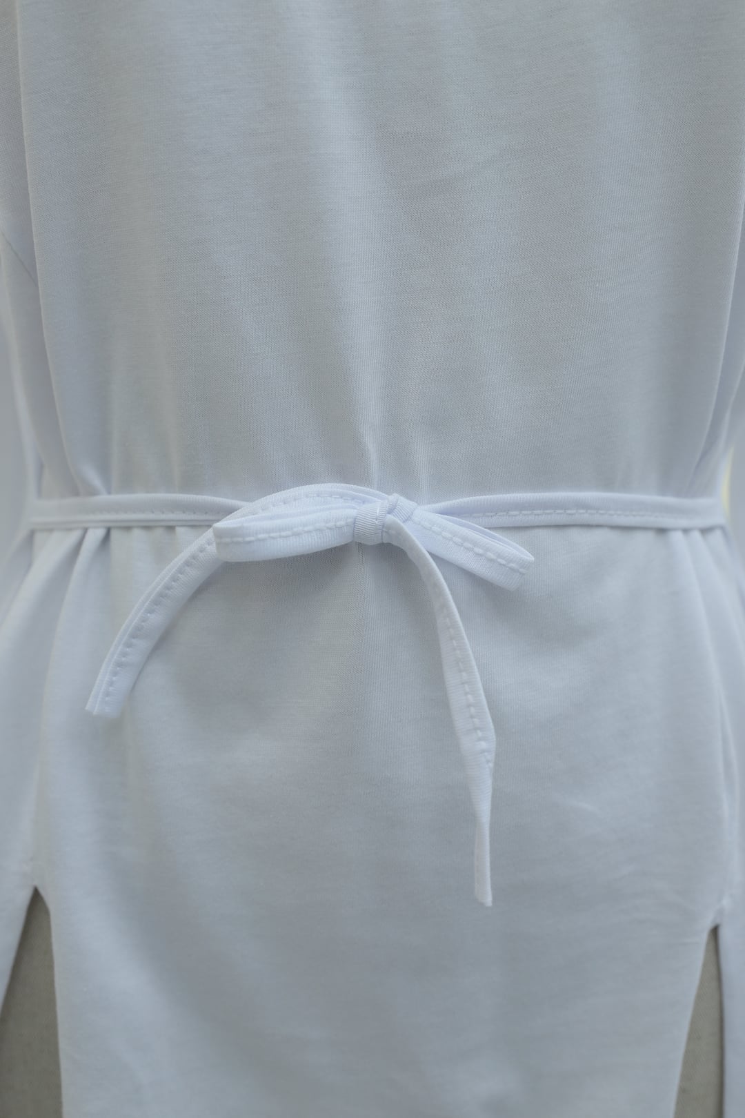 Tie Waist Side Slit Jersey Tunic - White - Podyumplus - by Peralane - photo 10