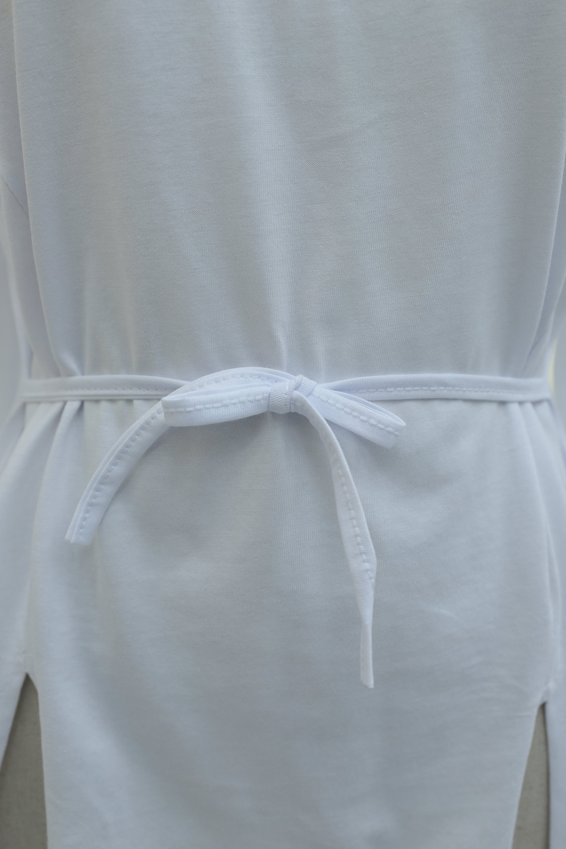 Tie Waist Side Slit Jersey Tunic - White - Podyumplus - by Peralane - photo 10
