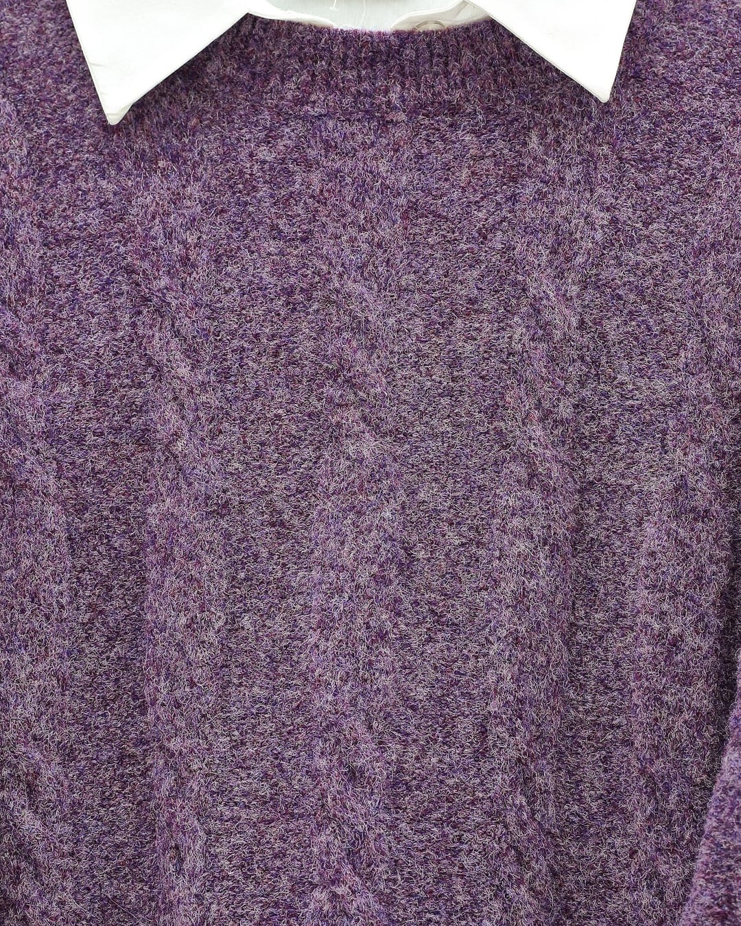 Purple Cable Knit Tunic Sweater with Collar - Podyumplus - by Peralane - photo 5